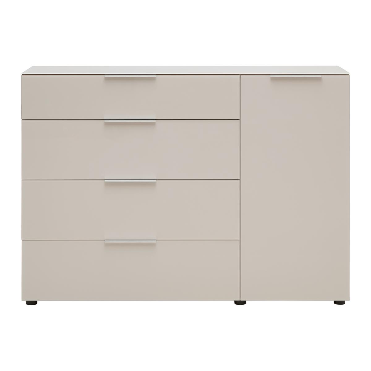 Kommode Siena Kaschmirfarben - Chromfarben/Kaschmir, MODERN, Glas/Holzwerkstoff (135/99/40cm) - Mömax
