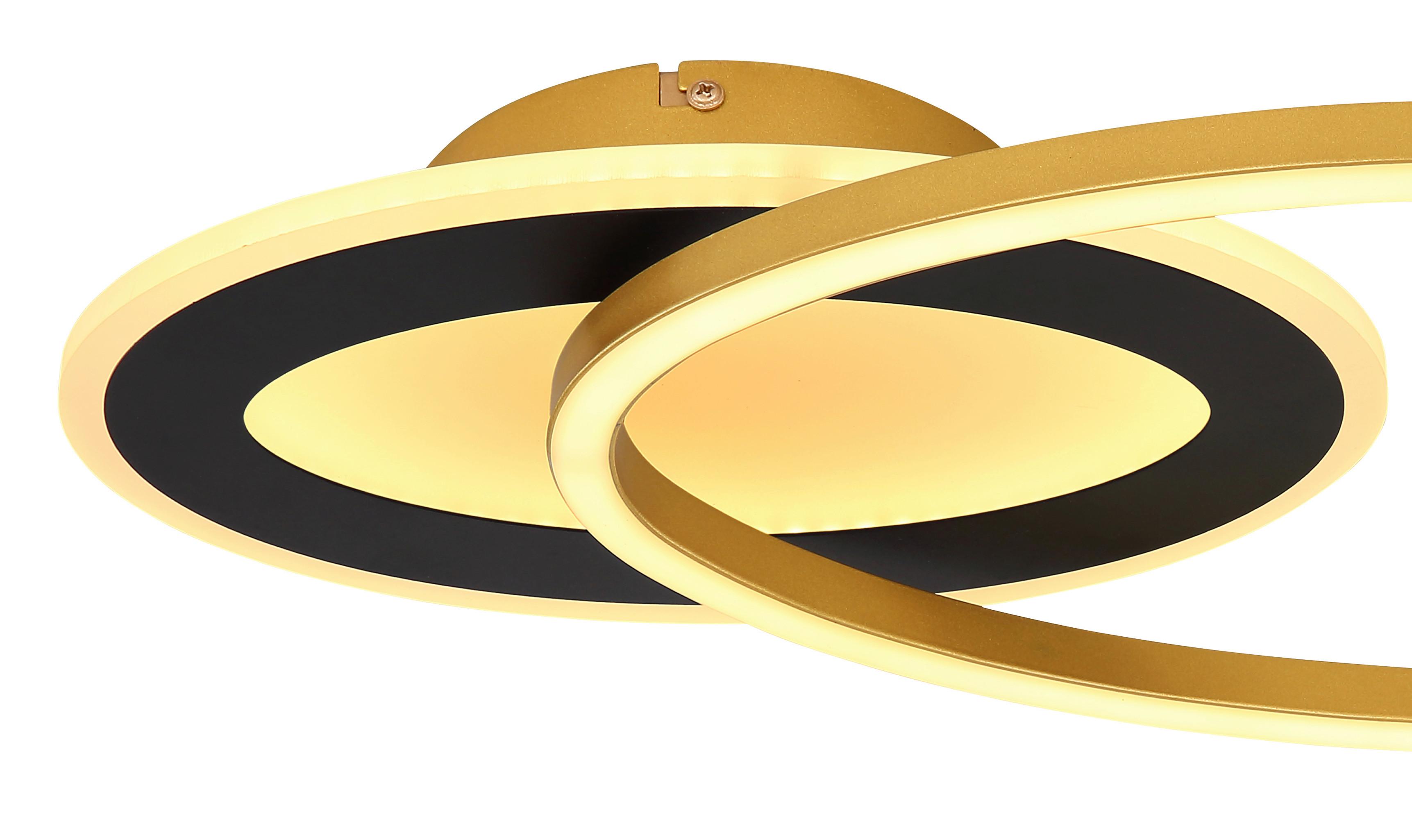 Stropna Led-svetilka Silla I, S Sijalko - zlate barve/črna, Design, kovina/umetna masa (53/23,5/7cm) - Globo