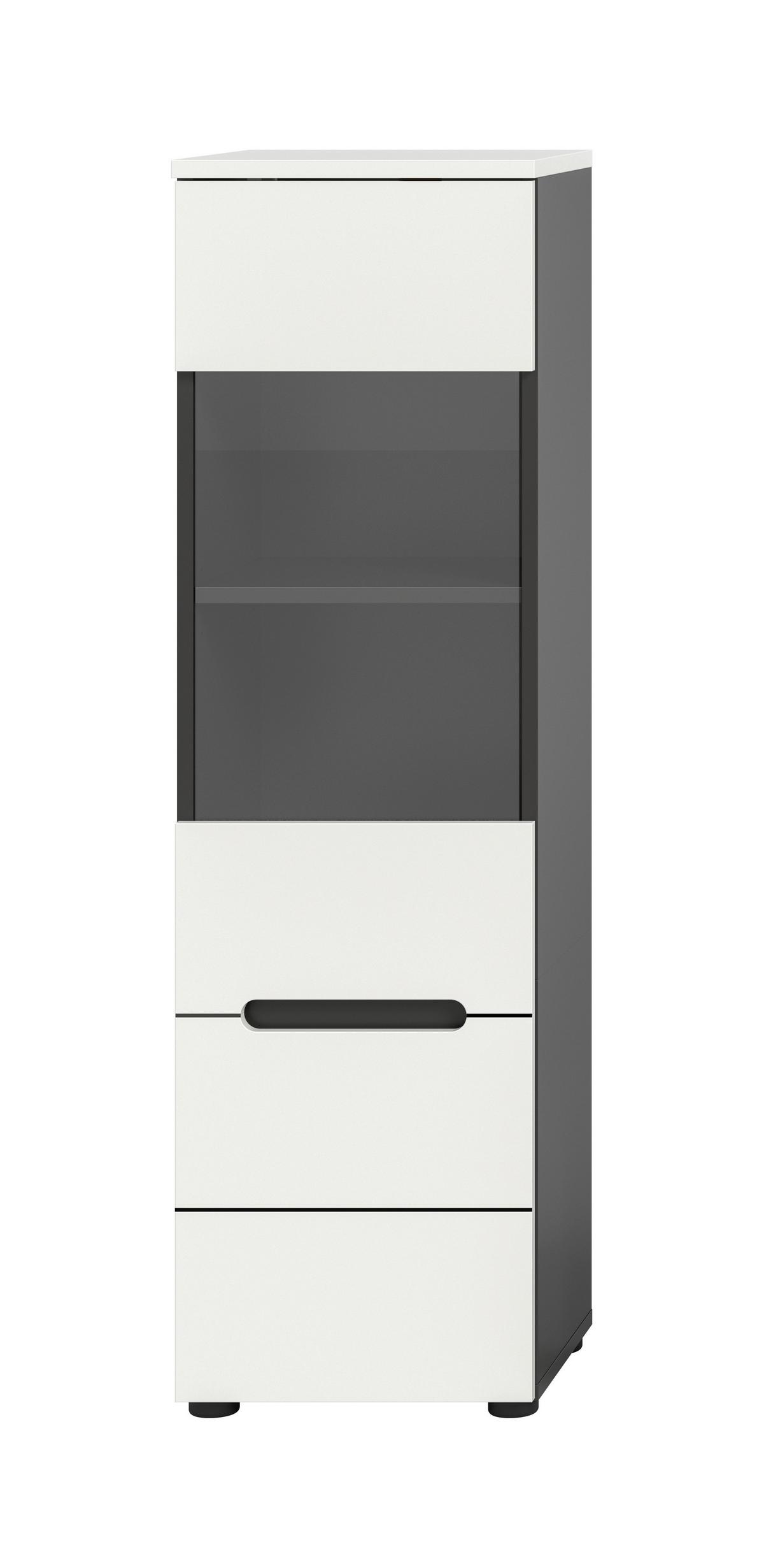 Vitrina Canu, Bela, Siva - temno siva/črna, Design, umetna masa/leseni material (36/125/33cm) - Livetastic