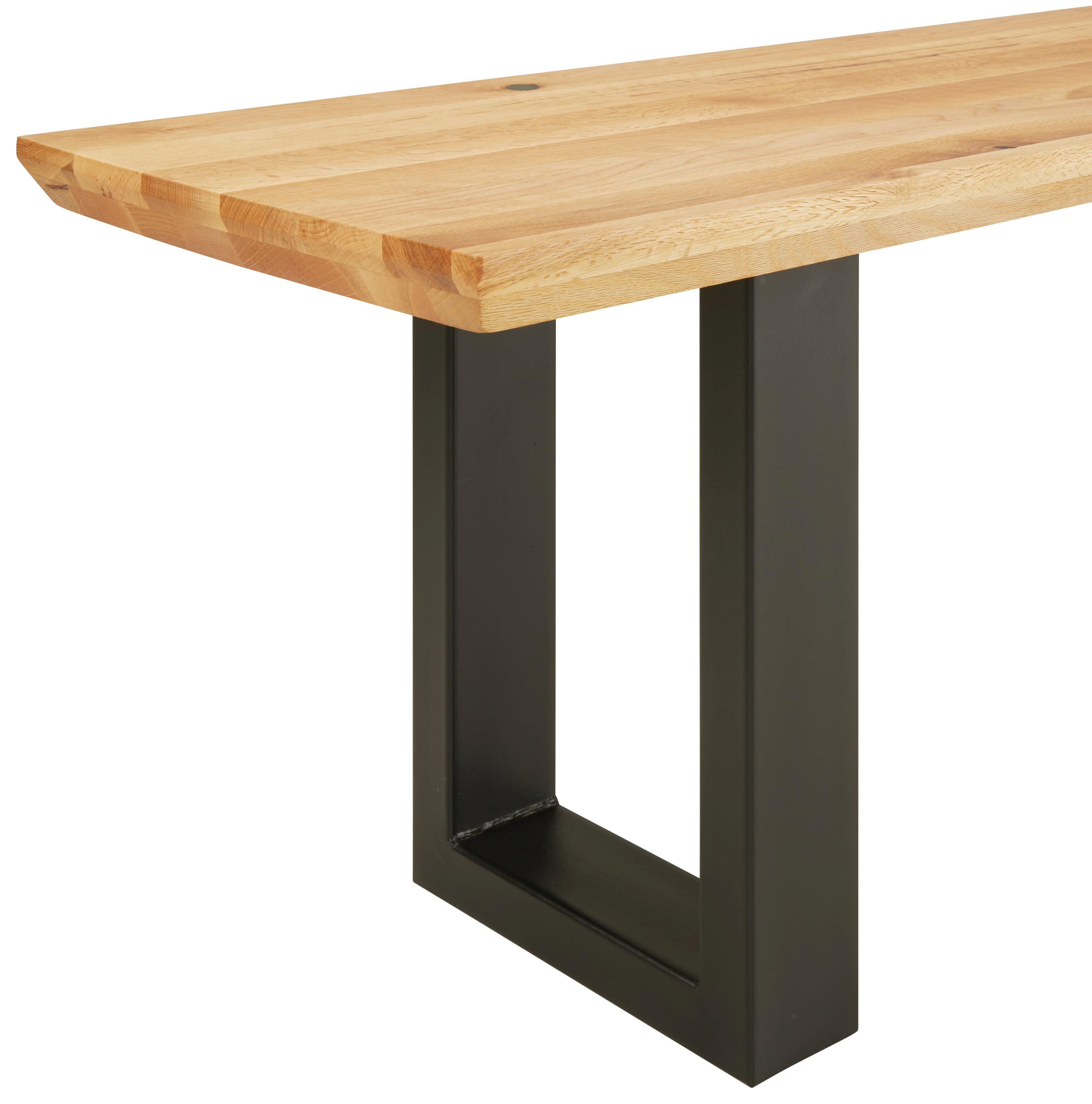Sitzbank in Schwarz/Eichefarben - Eichefarben/Schwarz, Modern, Holz/Metall (160/50/40cm) - Premium Living