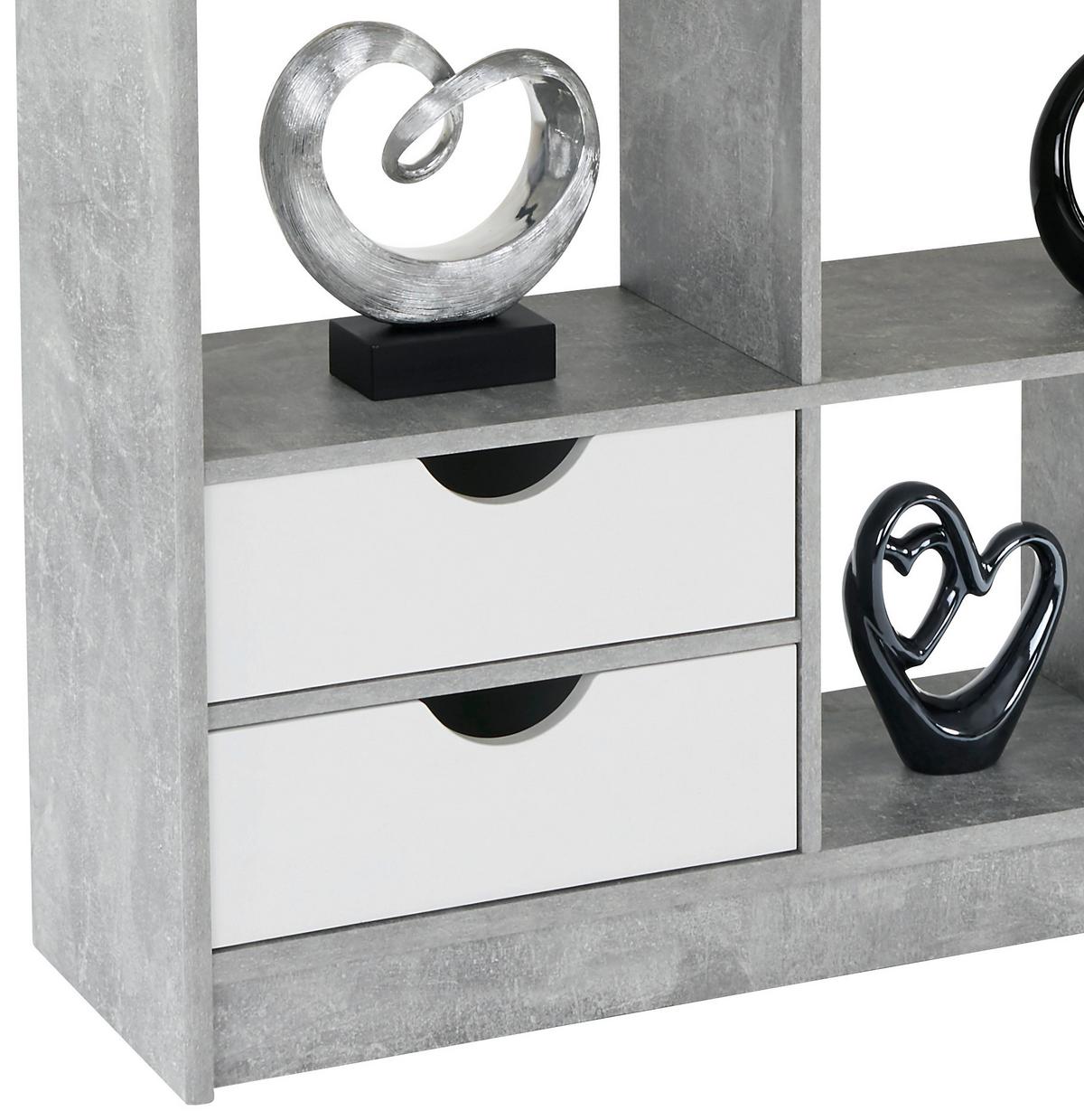Etajeră Meggy - alb/gri, Modern, material pe bază de lemn (140/184/32cm) - Modern Living