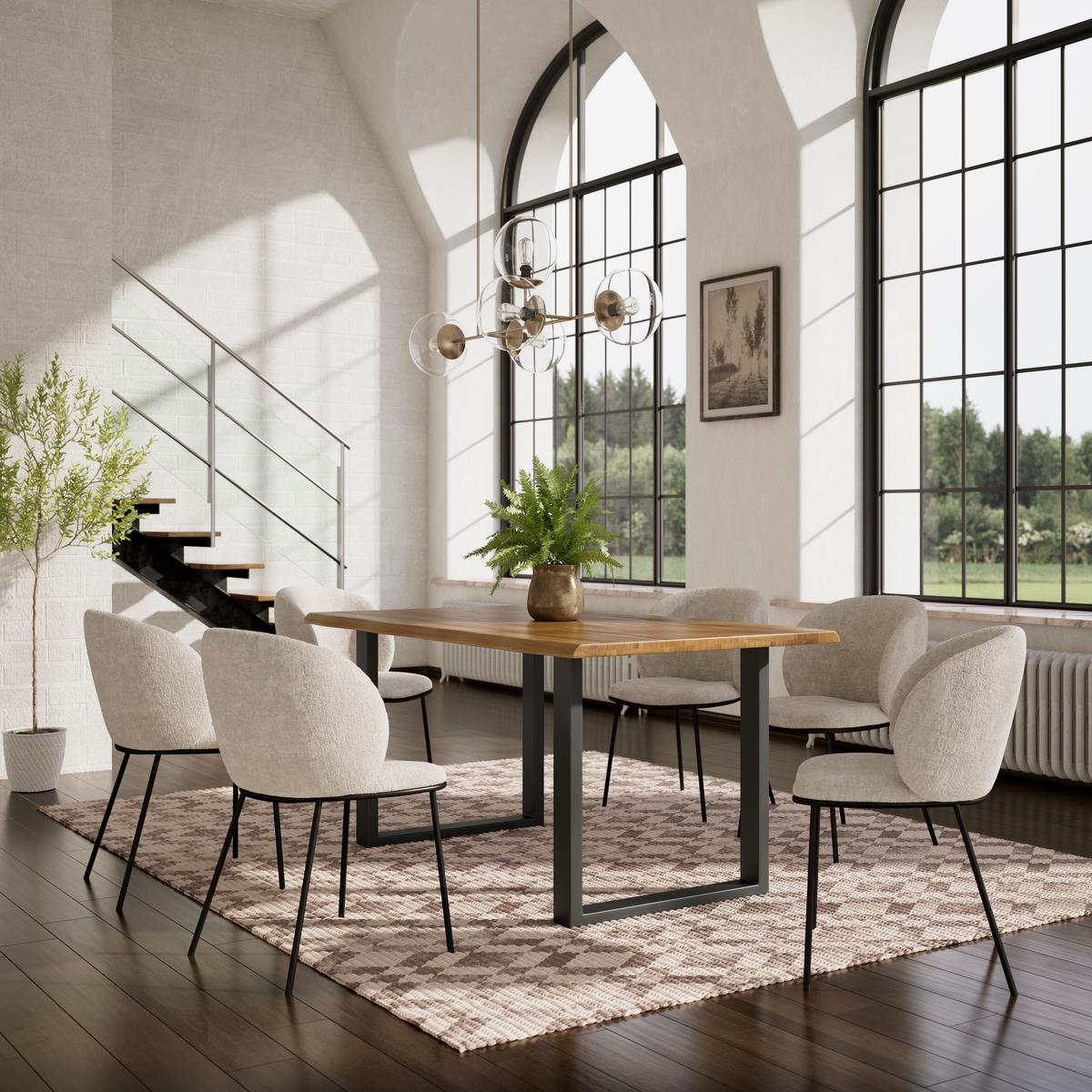 Masă LEN - culoare lemn stejar/negru, Modern, lemn/metal (160/90/76cm) - Bessagi Home