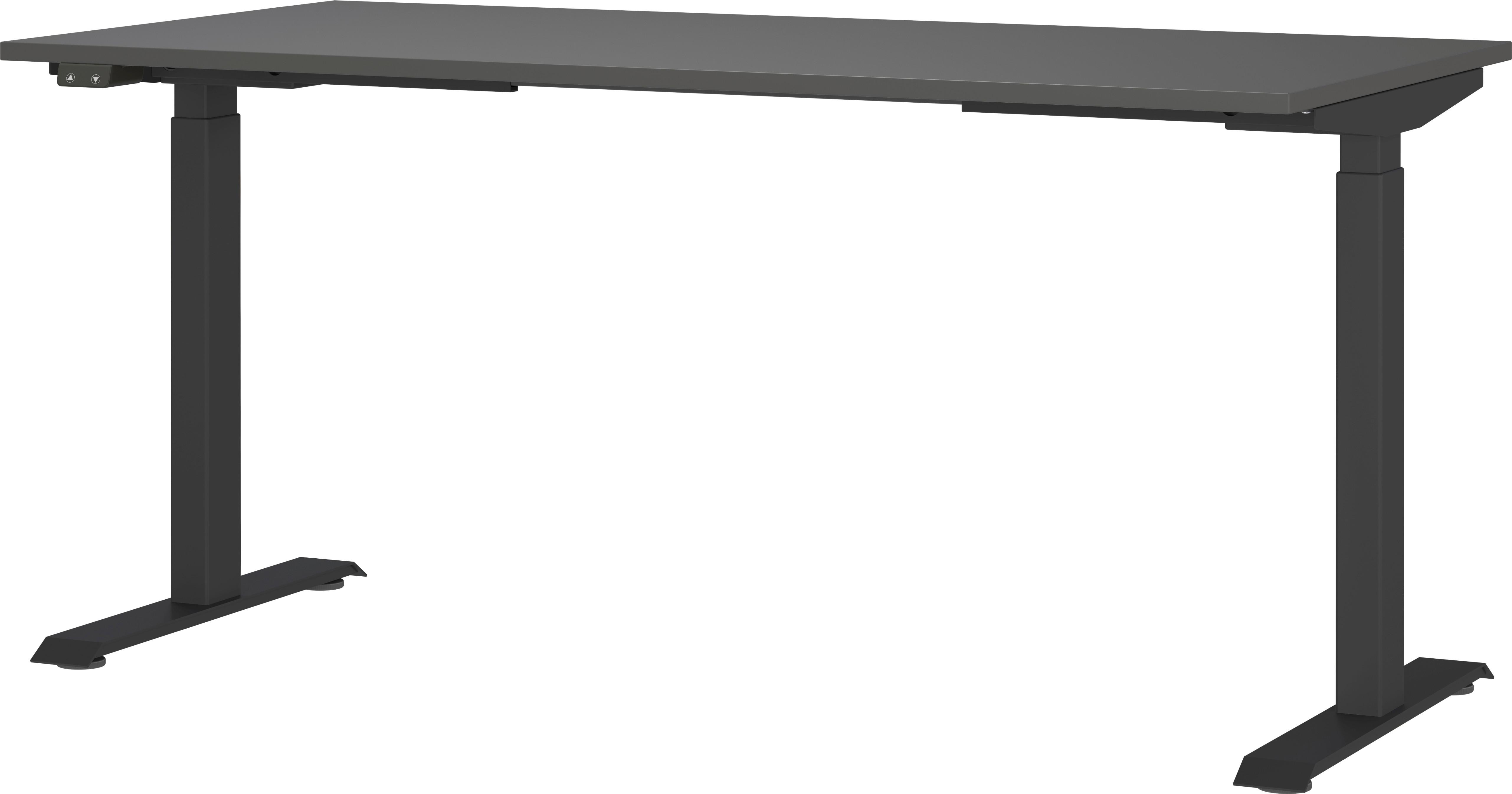 Schreibtisch Ribera in Graphitfarben/Schwarz - Graphitfarben/Schwarz, Modern, Holzwerkstoff/Metall (160/80/72-120cm) - Premium Living