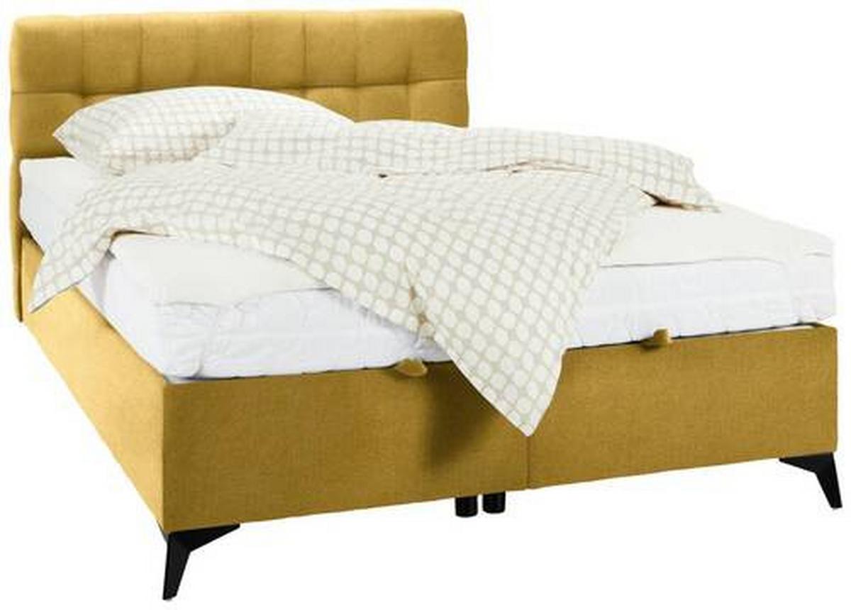 Boxbett in Gelb ca. 140x200cm - Gelb/Schwarz, KONVENTIONELL, Holzwerkstoff/Kunststoff (140/200cm) - Mömax
