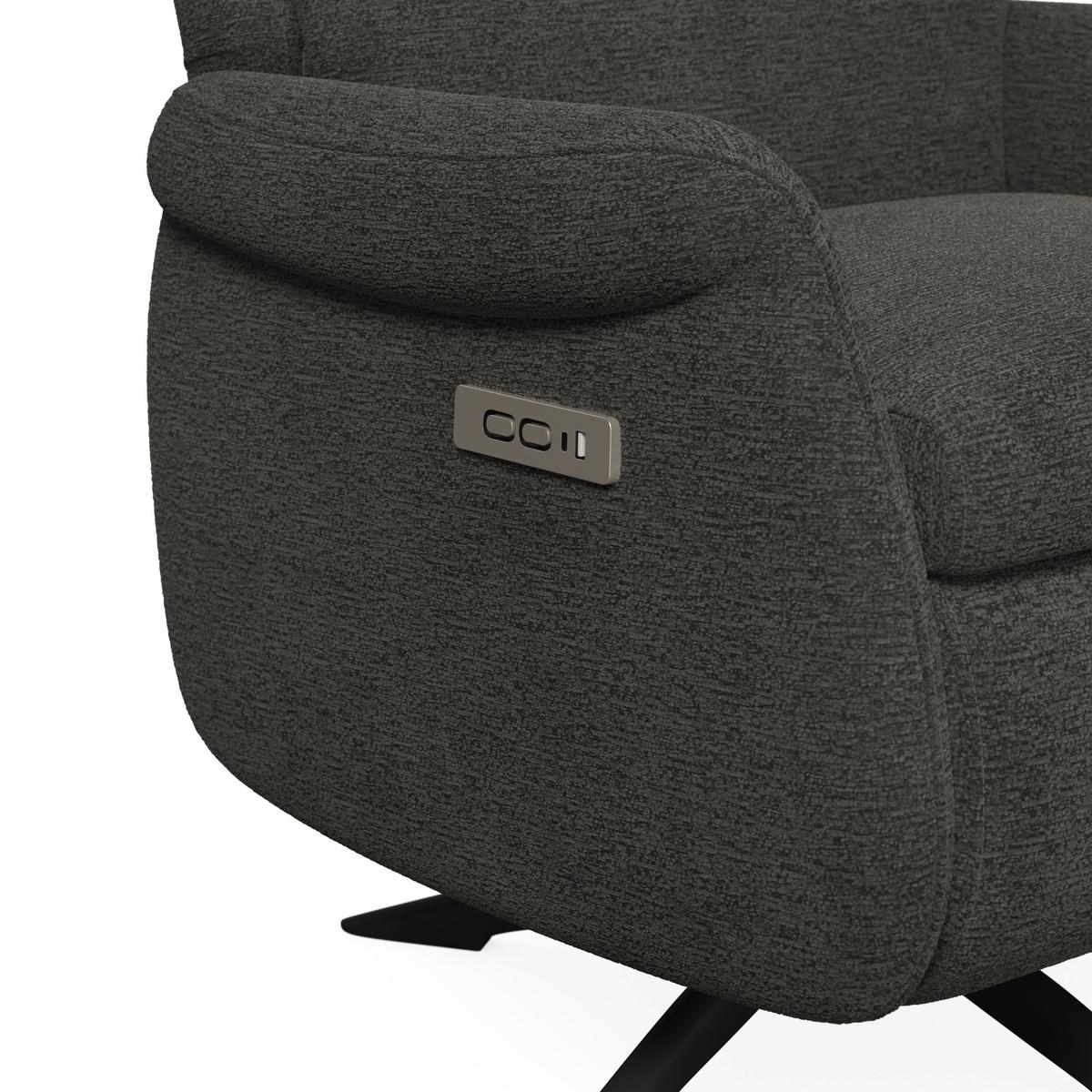 Elektrischer Relaxsessel Alice mit Liege- und Relaxfunktion - Dunkelgrau/Schwarz, MODERN, Holz/Textil (76/110/90cm) - Bessagi Home