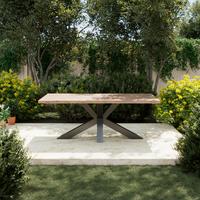 Gartentisch Alena in Akazie ca. 200x100x76cm - Schwarz/Akaziefarben, Natur, Holz/Metall (200/76/100cm) - Mömax