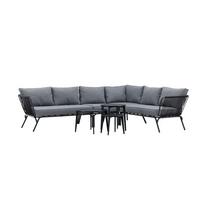 Dining-Loungeset Roxo ca. 283x221 cm Schwarz - Schwarz/Grau, KONVENTIONELL, Textil/Metall - Gardenson