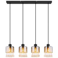Hängeleuchte Hendry Klar/Schwarz max. 15 Watt - Klar/Schwarz, KONVENTIONELL, Glas/Kunststoff (82,5/15/120cm) - Globo