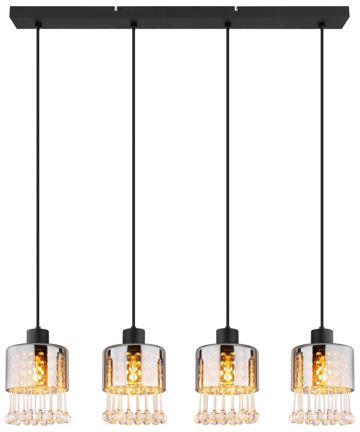 Hängeleuchte Hendry Klar/Schwarz max. 15 Watt - Klar/Schwarz, KONVENTIONELL, Glas/Kunststoff (82,5/15/120cm) - Globo