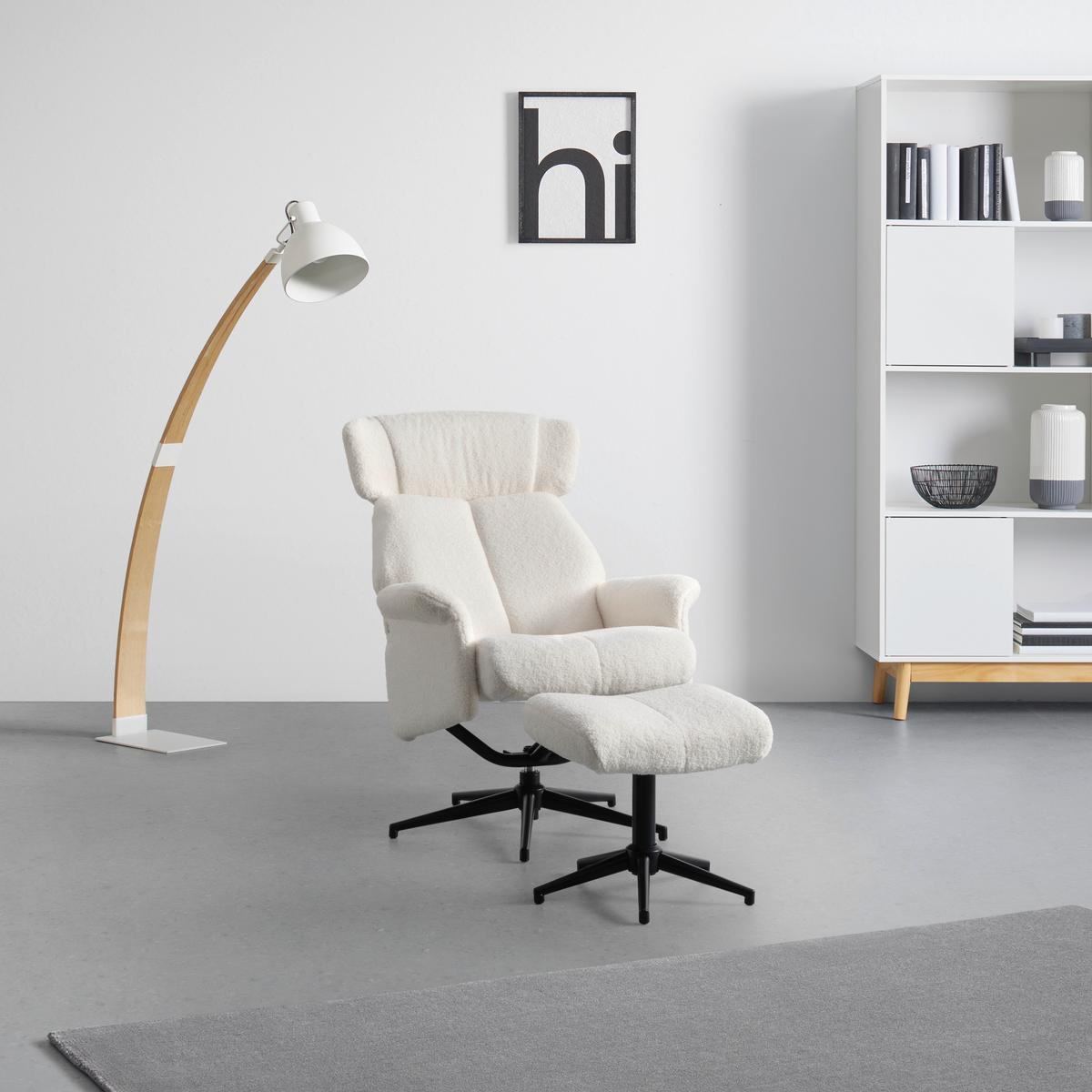 fauteuil relax in Weiss - noir/blanc, Modern, métal/textile (76/97-109/76-107cm) - Mömax