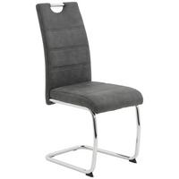 KRZESŁO NA PŁOZIE FLORA II S - antracytowy/kolor chromowy, Konventionell, metal/tkanina (43/98/59cm) - Carryhome