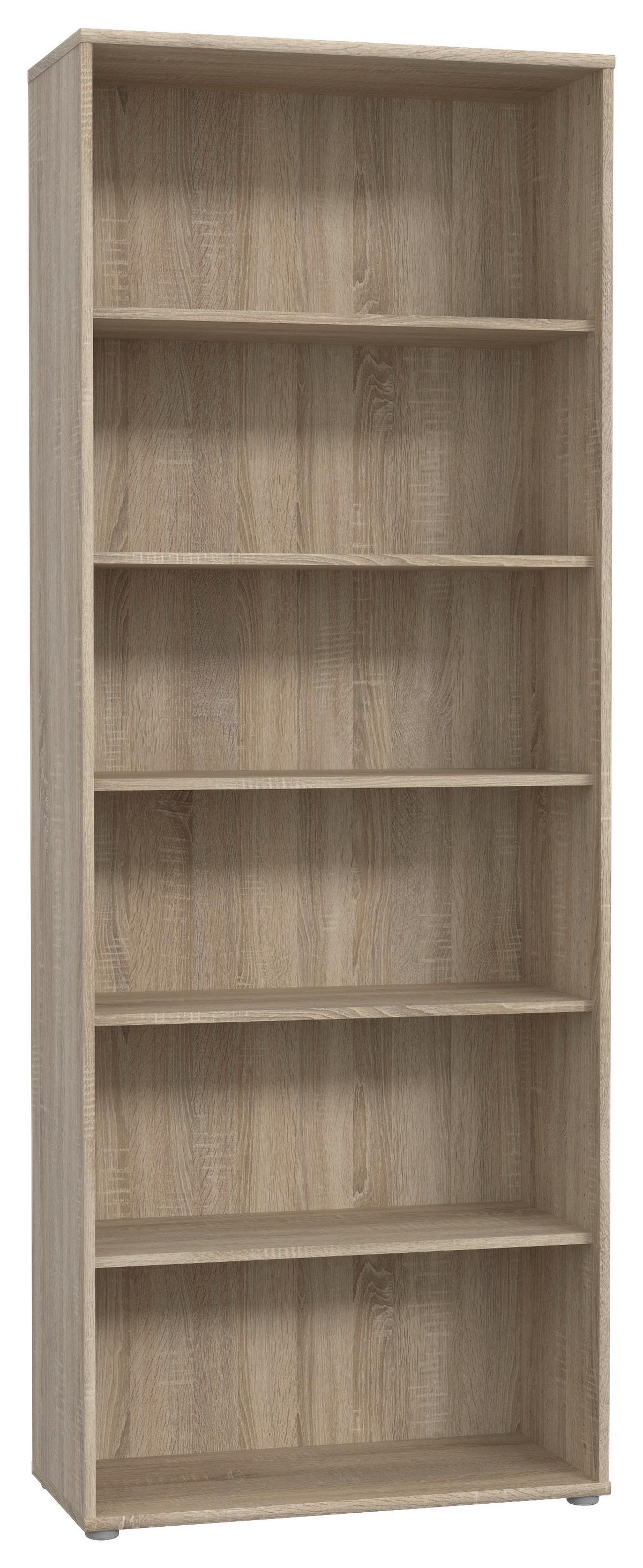 Regal Tempra 2, Barva Hrasta Sonoma - barve aluminija/hrast sonoma, Basics, leseni material (74/198/35cm) - Mömax