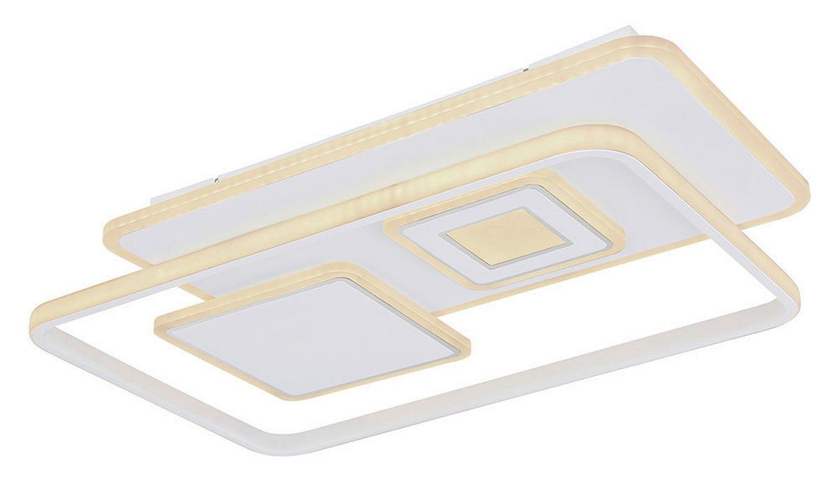 LED-Deckenleuchte Roderick in Weiß max. 55 Watt - Chromfarben/Opal, Basics, Kunststoff/Metall (44/65/6cm) - Globo