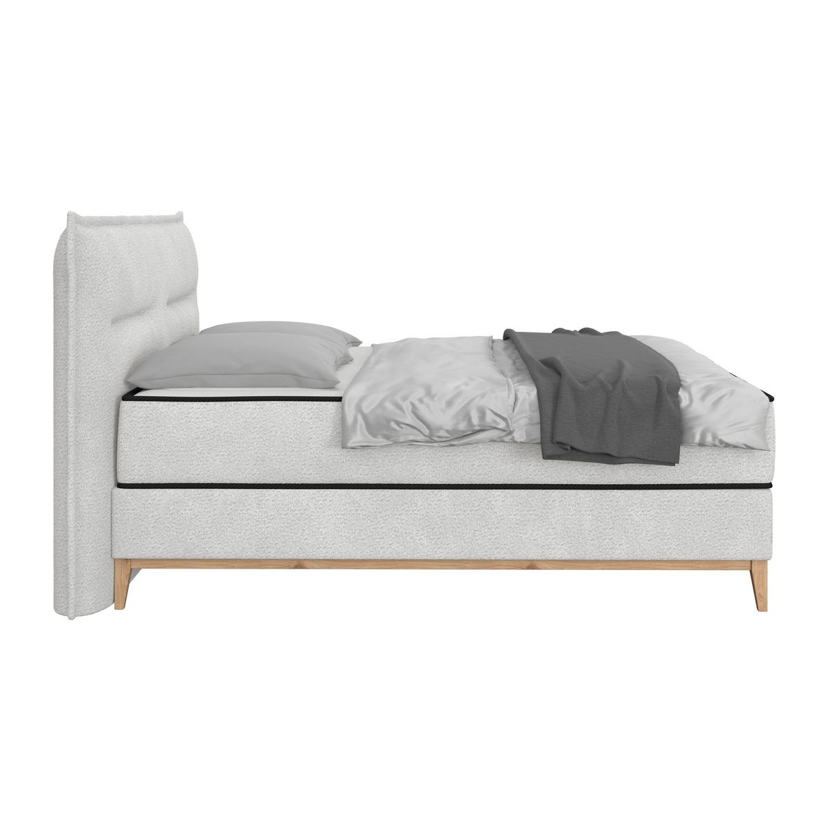 Postelja Z Vzmetnico Smile, Srebrna, 180x200 - srebrne barve, Konvencionalno, kovina/tekstil (180/200cm) - Premium Living