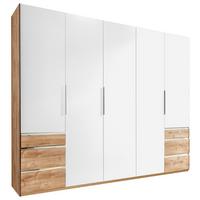 Drehtürenschrank  Level 36A ca. 250x216x58 cm Weiß/Eiche - Chromfarben/Eichefarben, MODERN, Holzwerkstoff/Kunststoff (250/216/58cm) - MID.YOU