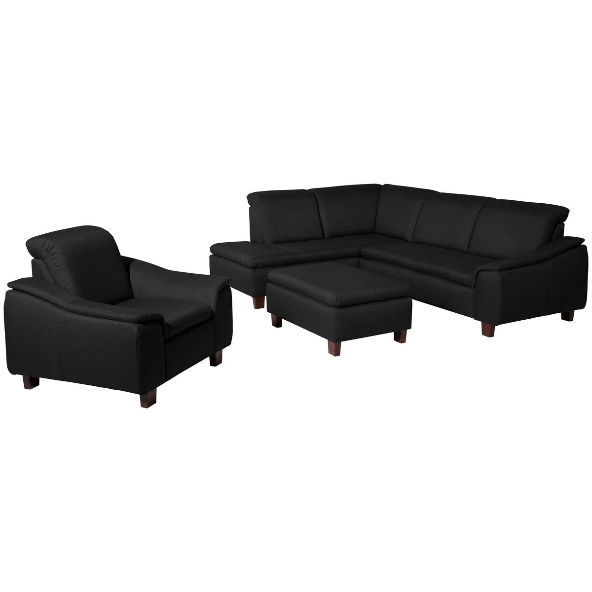 ECKSOFA AARON - Nussbaumfarben/Schwarz, Design, Holz/Textil (187/247cm) - Max Winzer