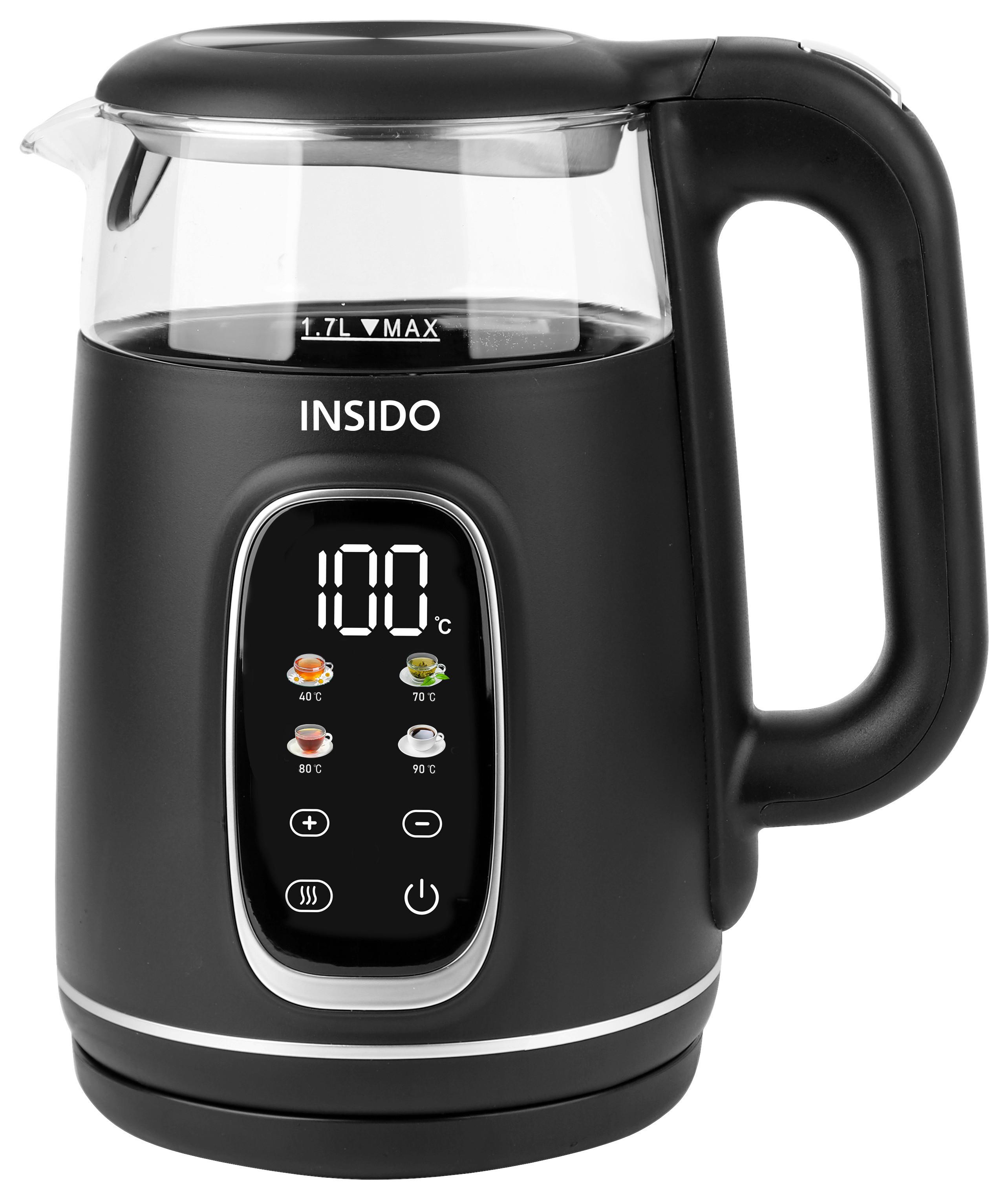 Wasserkocher Sio Schwarz max. 1850-2200 Watt - Schwarz, KONVENTIONELL, Glas/Kunststoff (21,7/16/25cm) - Insido