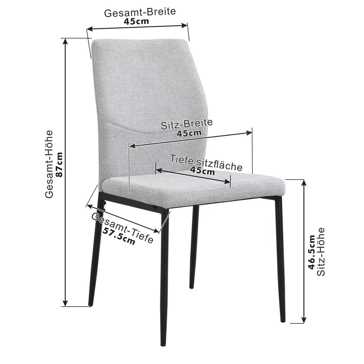 Stol Augusta, Siva - siva/črna, Konvencionalno, kovina/tekstil (45/87/56.5cm)