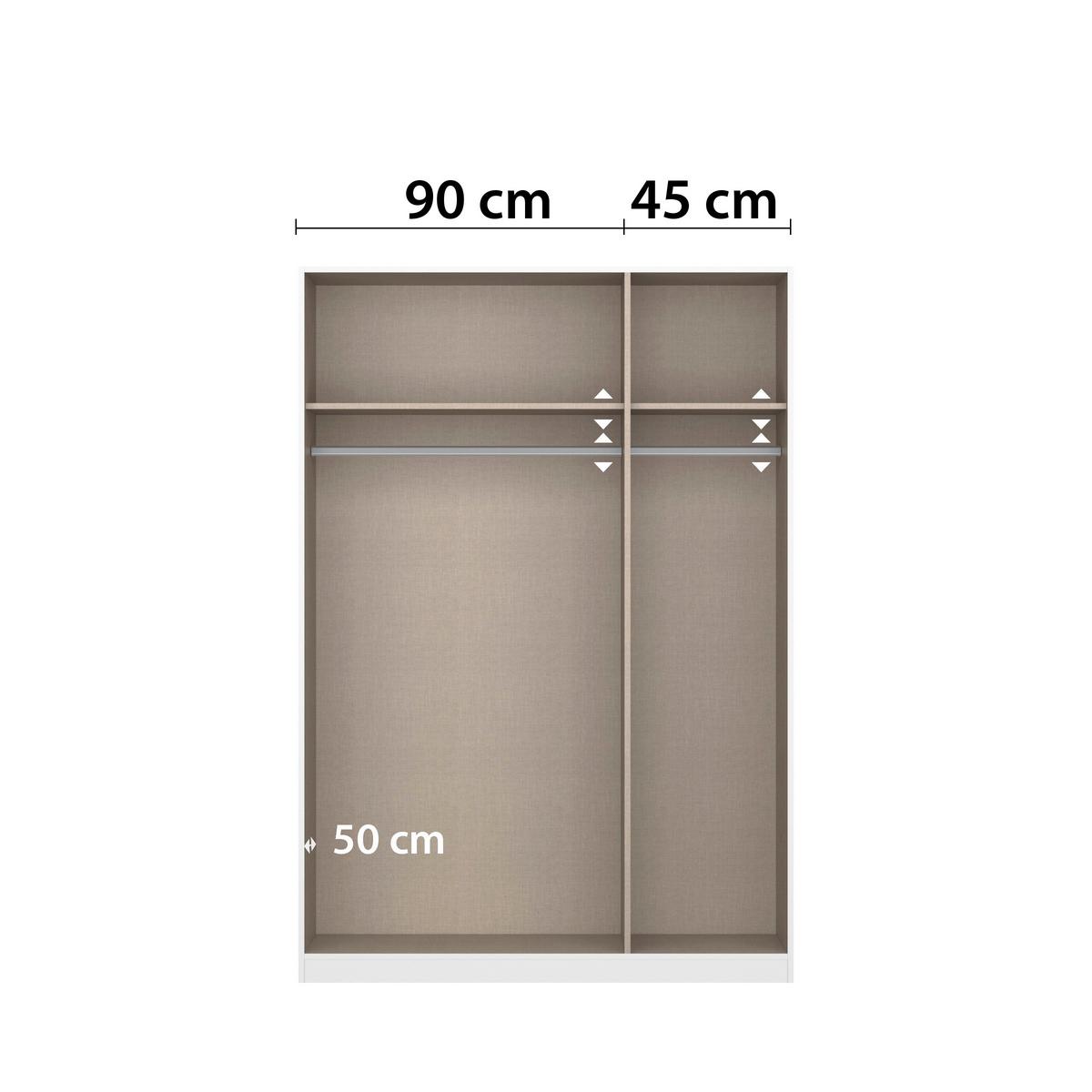 DULAP REFLECT - argintiu/alb, Modern, material pe bază de lemn (136/210/54cm)