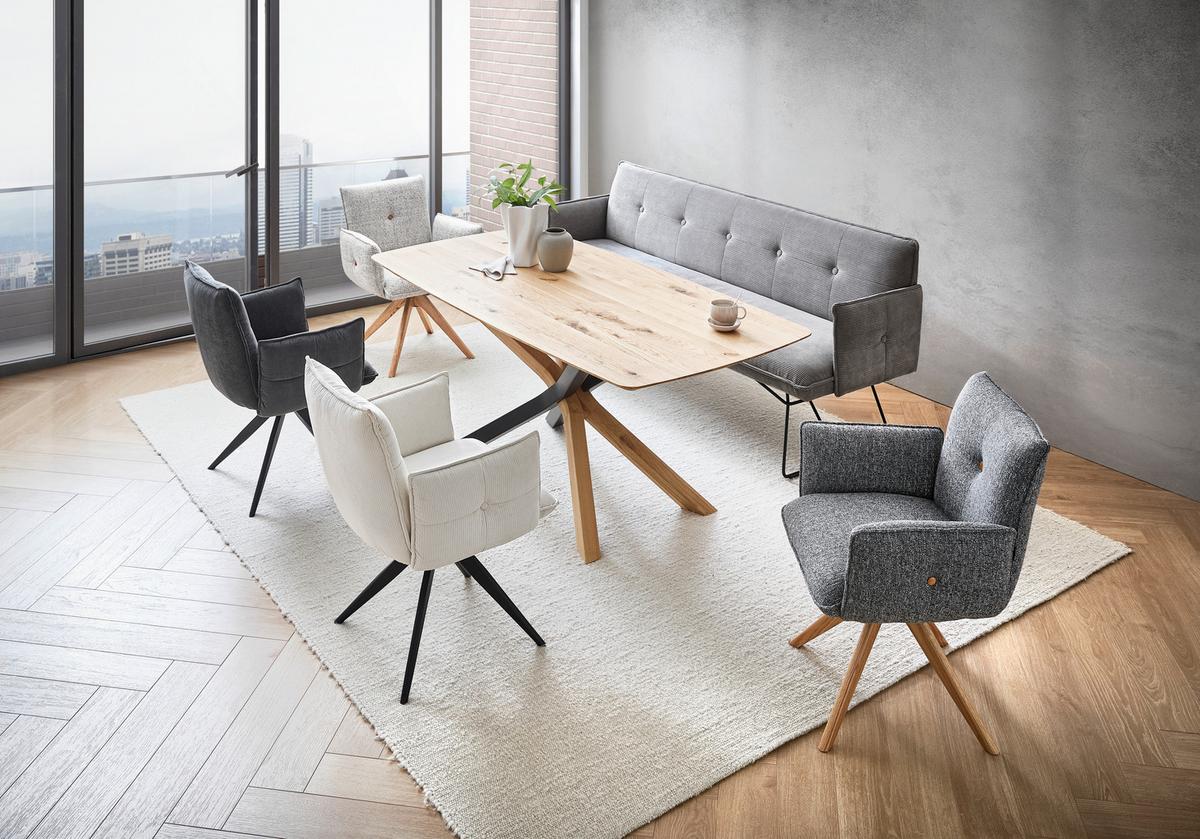 KRZESŁO Z PODŁOKIETNIKAMI COCO - antracytowy/czarny, Design, metal/tkanina (63,5/85/63,5cm) - Novel