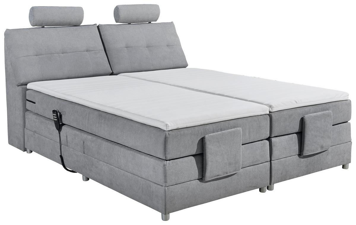 Boxspringbett Palermo elektrisch 180x200cm Hellgrau - Silberfarben/Hellgrau, MODERN, Holzwerkstoff/Kunststoff (180/200cm) - MID.YOU