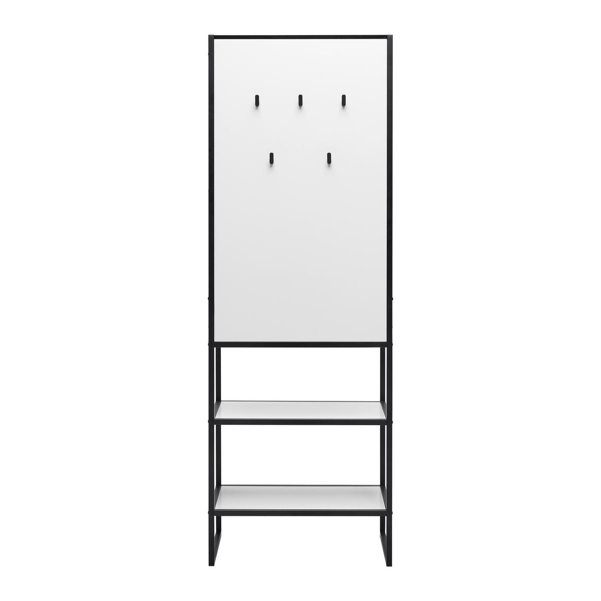 Garderobe Hilla Schwarz/Weiss - Weiss/Schwarz, Modern, Holzwerkstoff/Metall (64/185/40cm) - Mömax