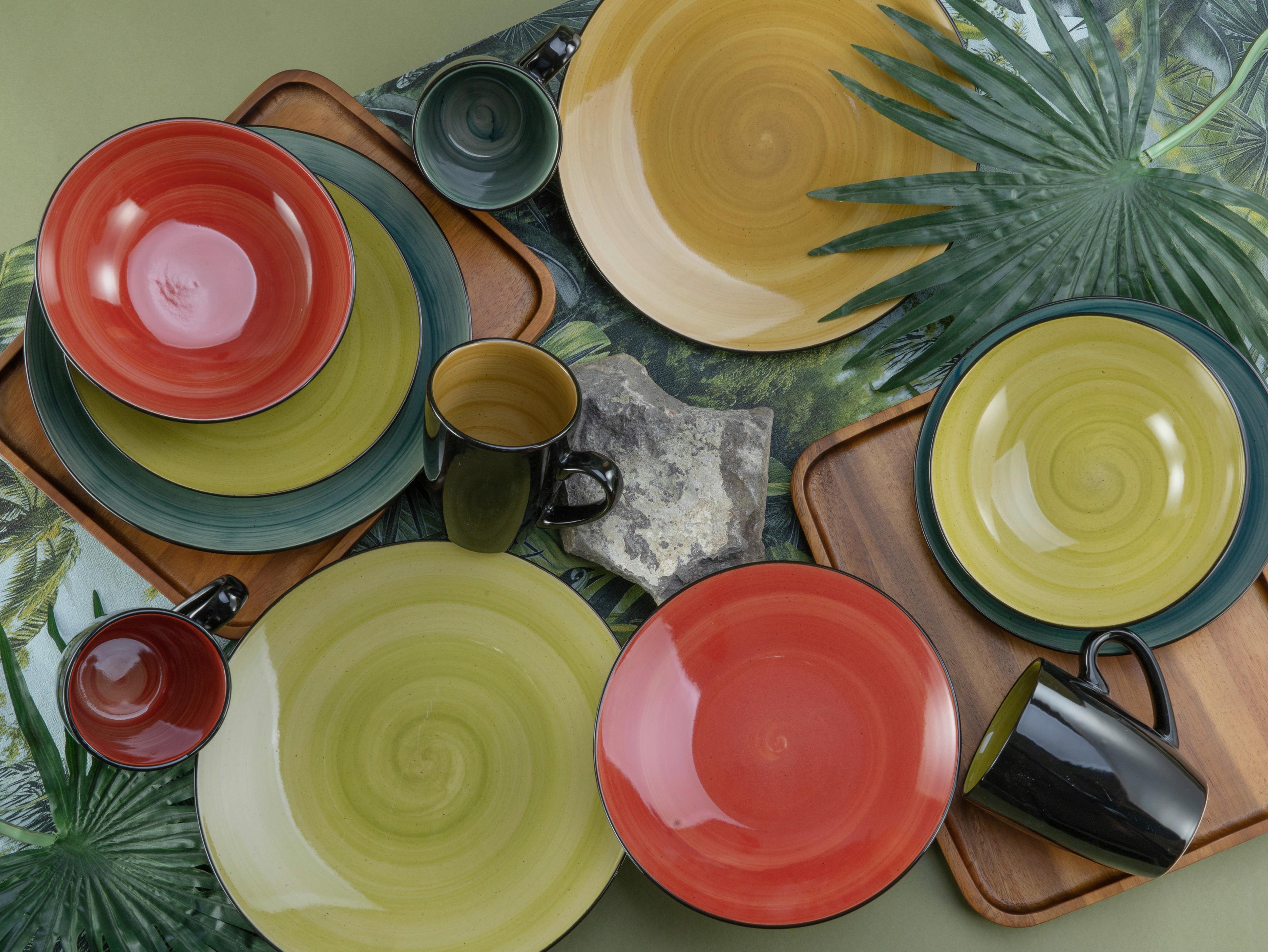 Jedilni Servis Samoa, 12-Delni - rdeča/sahara, Basics, keramika - Creatable