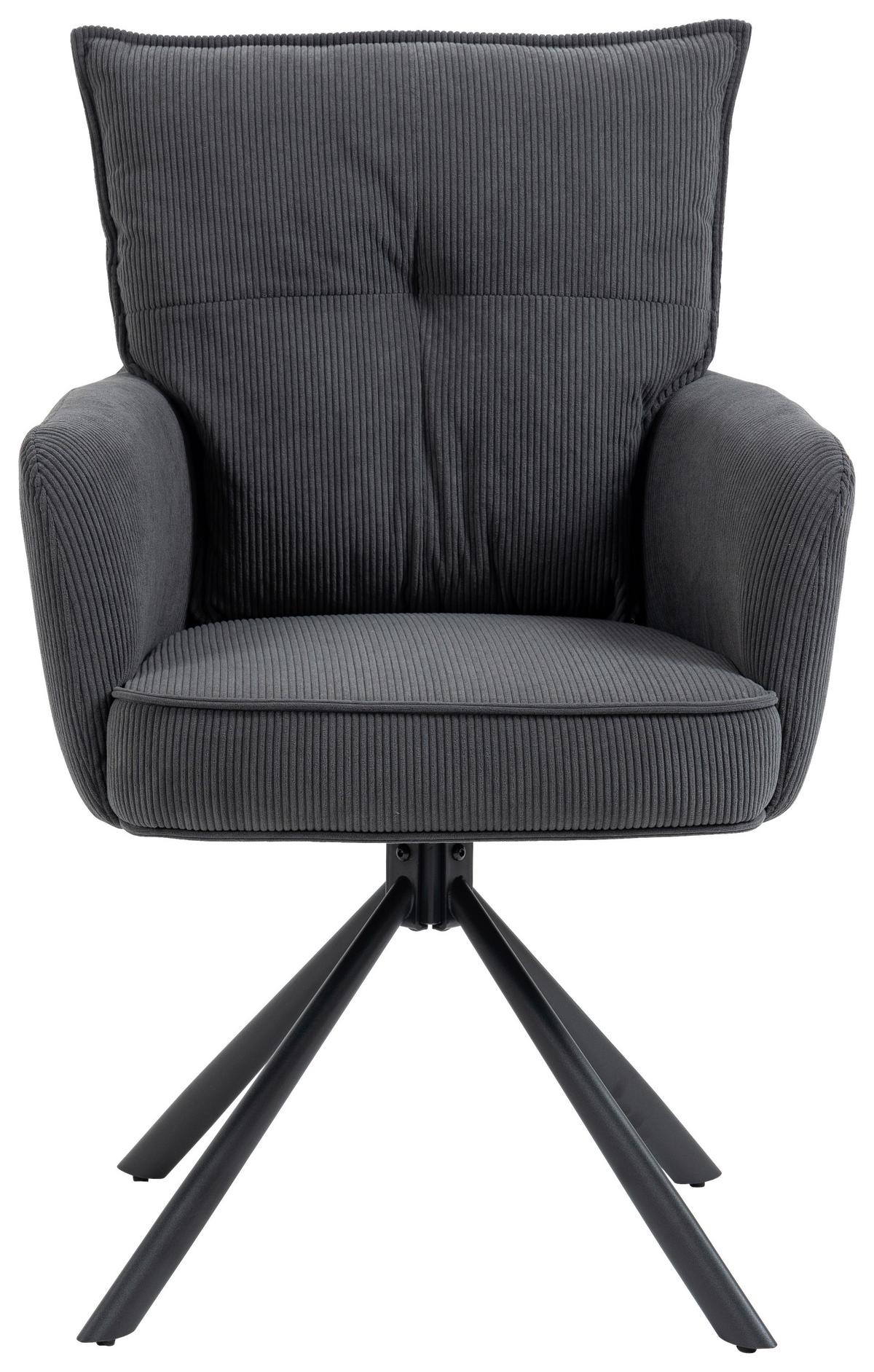 KRZESŁO Z PODŁOKIETNIKAMI POINT - antracytowy/czarny, Design, metal/tkanina (60/95/67cm) - Novel