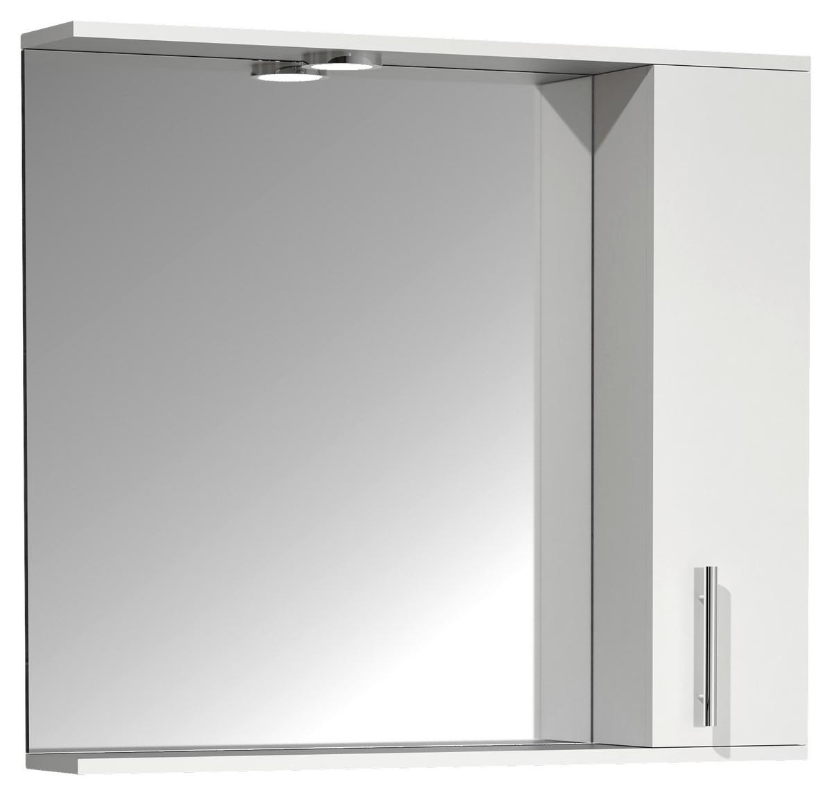Omara Z Ogledalom Lisalo Xl, Bela - srebrne barve/bela, Moderno, umetna masa/steklo (75/71/14cm) - MID.YOU