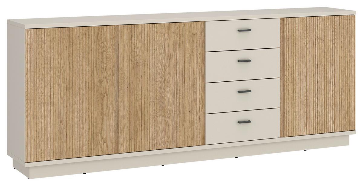 Komoda Mosano - kašmir/boje hrasta, Trend, drvni materijal/metal (200/87/40cm) - Modern Living