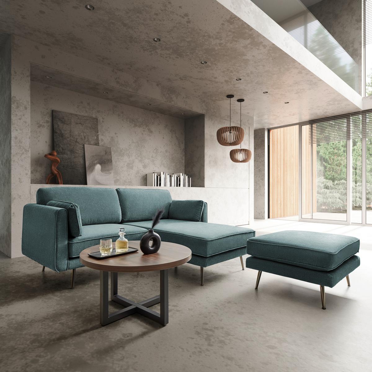 Wohnlandschaft grün, "Dunja" - Grau/Grün, Modern, Holz/Textil (295/89/161cm) - Bessagi Home