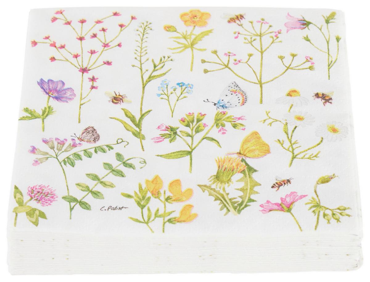 Cocktailserviette Linda Multicolor/Weiß ca. 25x25cm - Multicolor/Weiß, KONVENTIONELL, Papier (25cm)