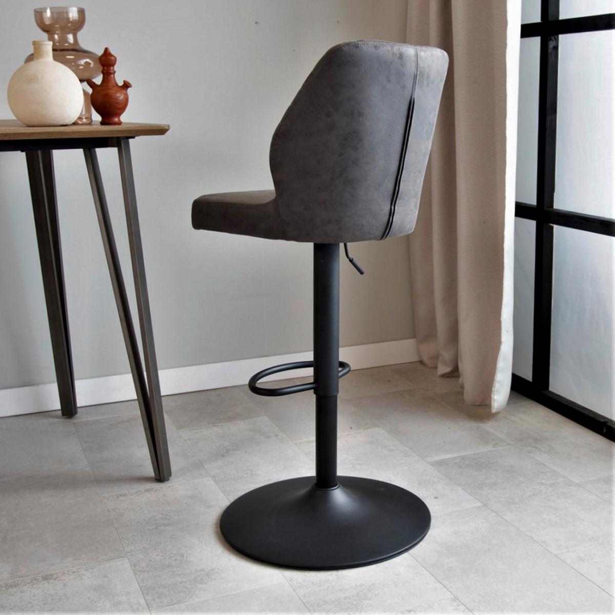 Barhocker-Set Grayson 2er-Set ca. 42x114 cm Anthrazit - Anthrazit/Schwarz, KONVENTIONELL, Textil/Metall (42/114/52cm) - MID.YOU