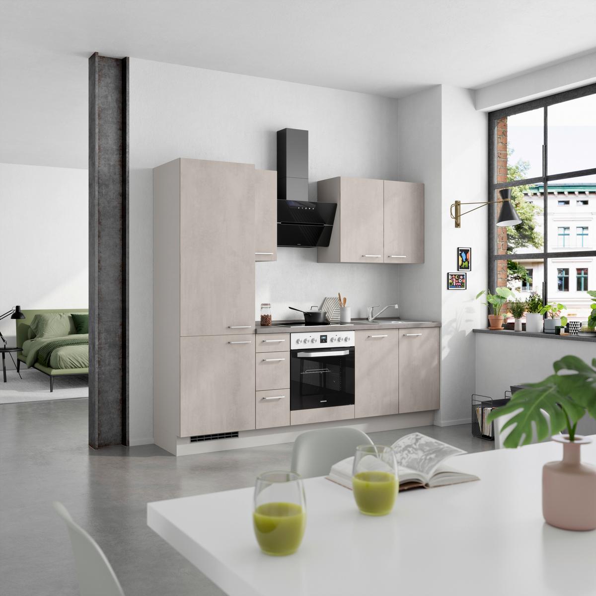 Küchenblock Riva High m. Geräten Grau - Schieferfarben/Edelstahlfarben, MODERN, Holzwerkstoff/Metall (240cm) - Nobilia