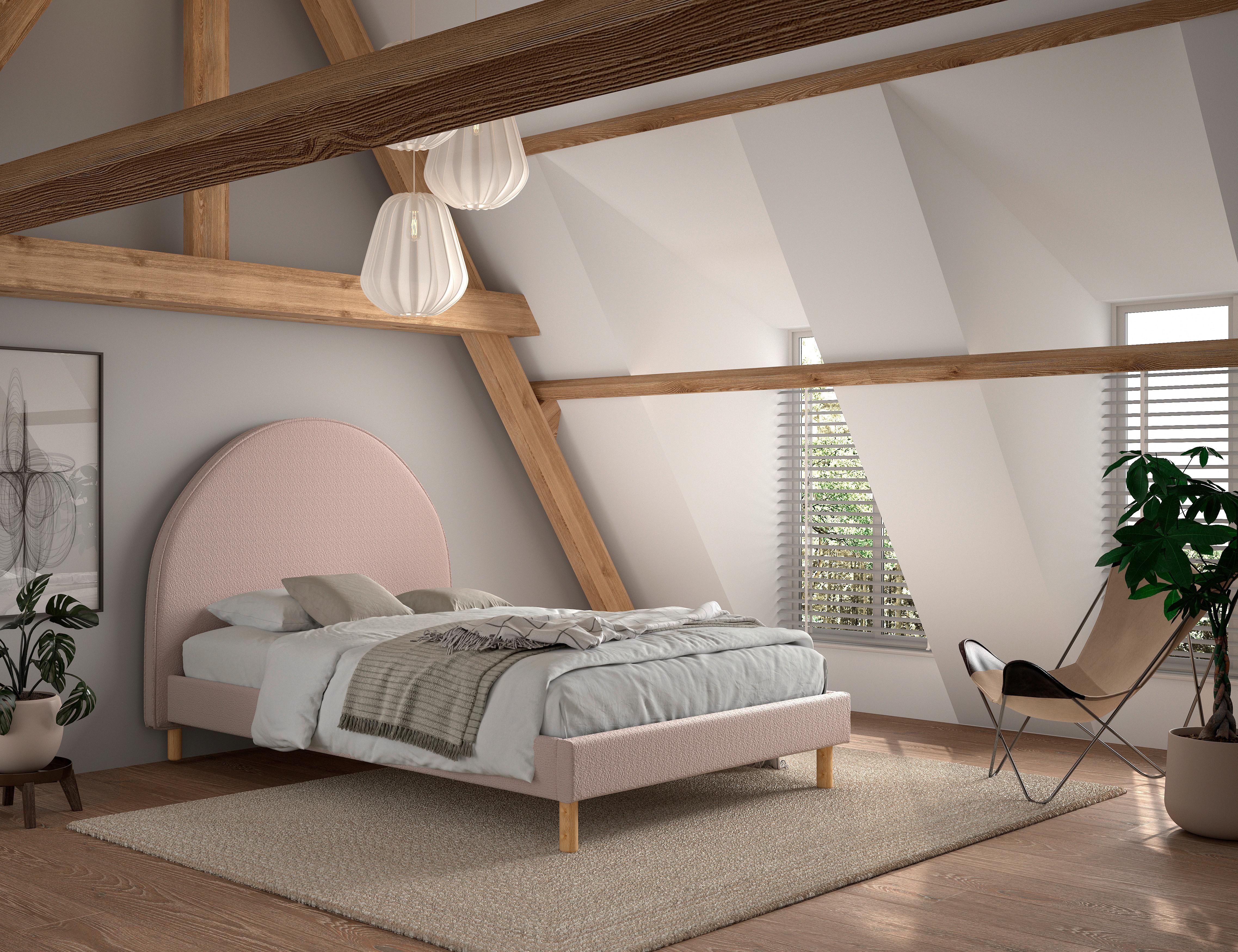 Kinder-/Juniorbett Moon ca. 140x200 cm Rosa - Naturfarben/Rosa, ROMANTIK / LANDHAUS, Holz/Textil (140/200cm) - Vipack