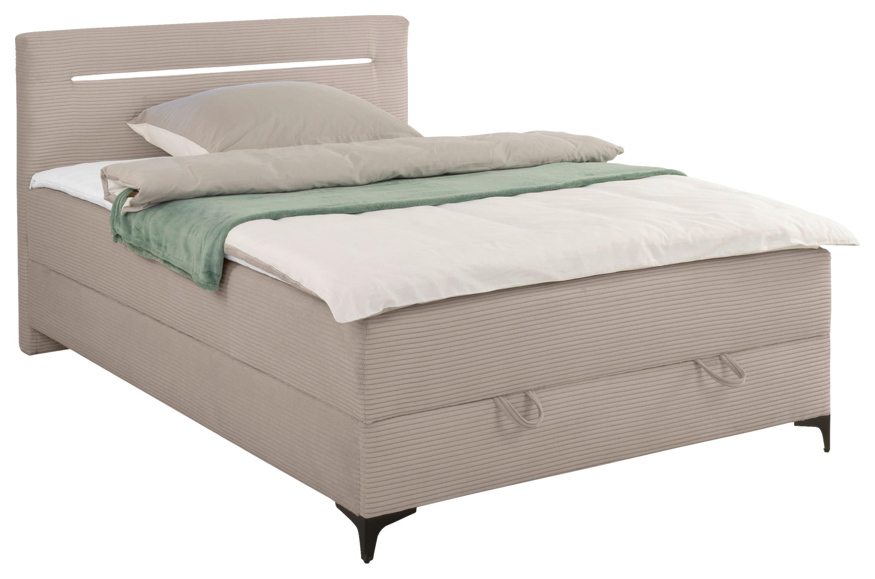 Boxbett Jerry Hellbraun ca. 120x200cm - Hellbraun/Schwarz, KONVENTIONELL, Textil (120/200cm) - Mömax