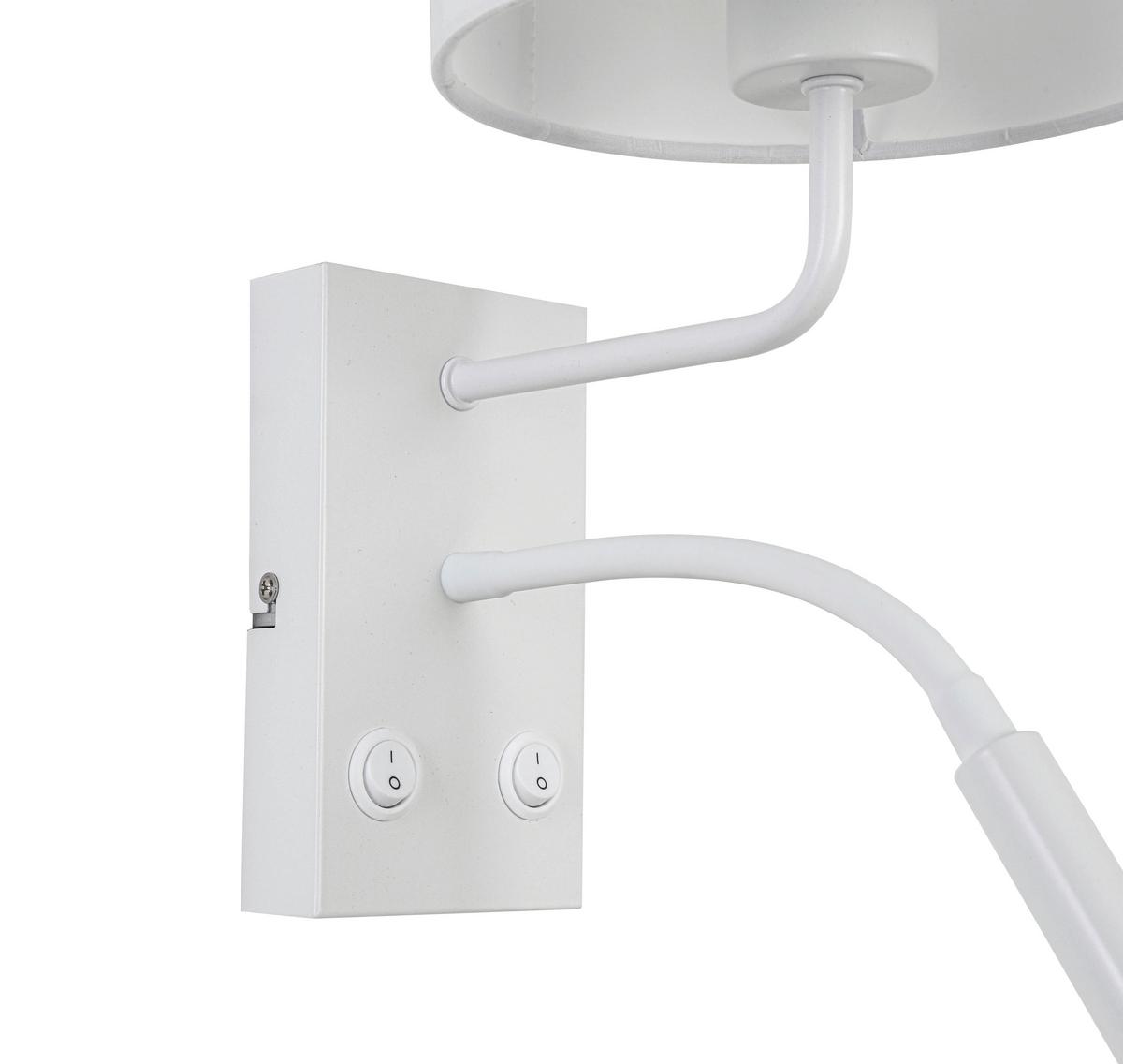 Wandleuchte Douple Weiss max. 28 Watt - Weiss, Konventionell, Kunststoff/Textil (31/18/33cm) - Mömax