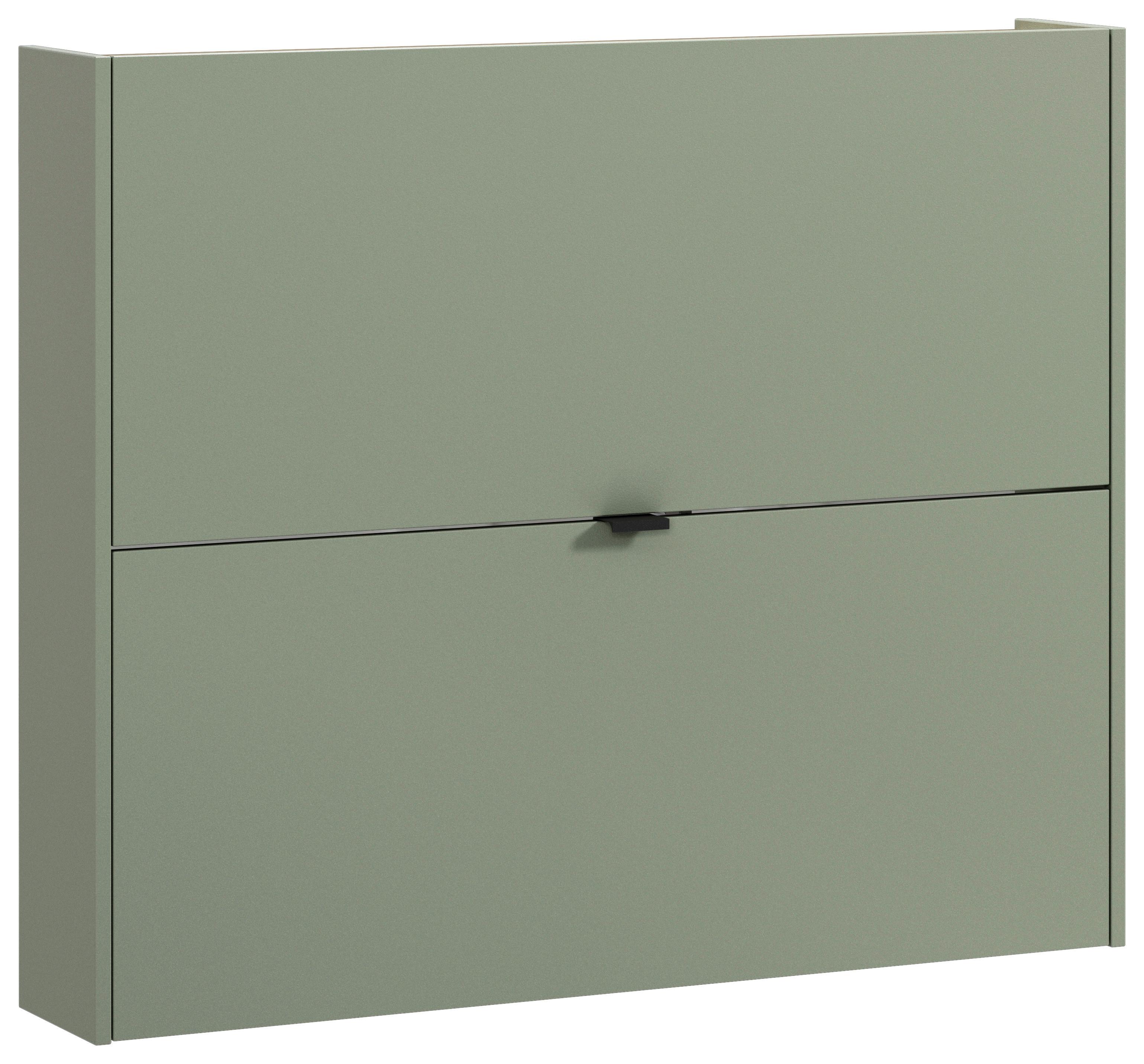 Hängeschuhschrank Ameca Grün/Eichefarben - Eichefarben/Schwarz, MODERN, Holzwerkstoff/Metall (100/83/18cm) - Premium Living