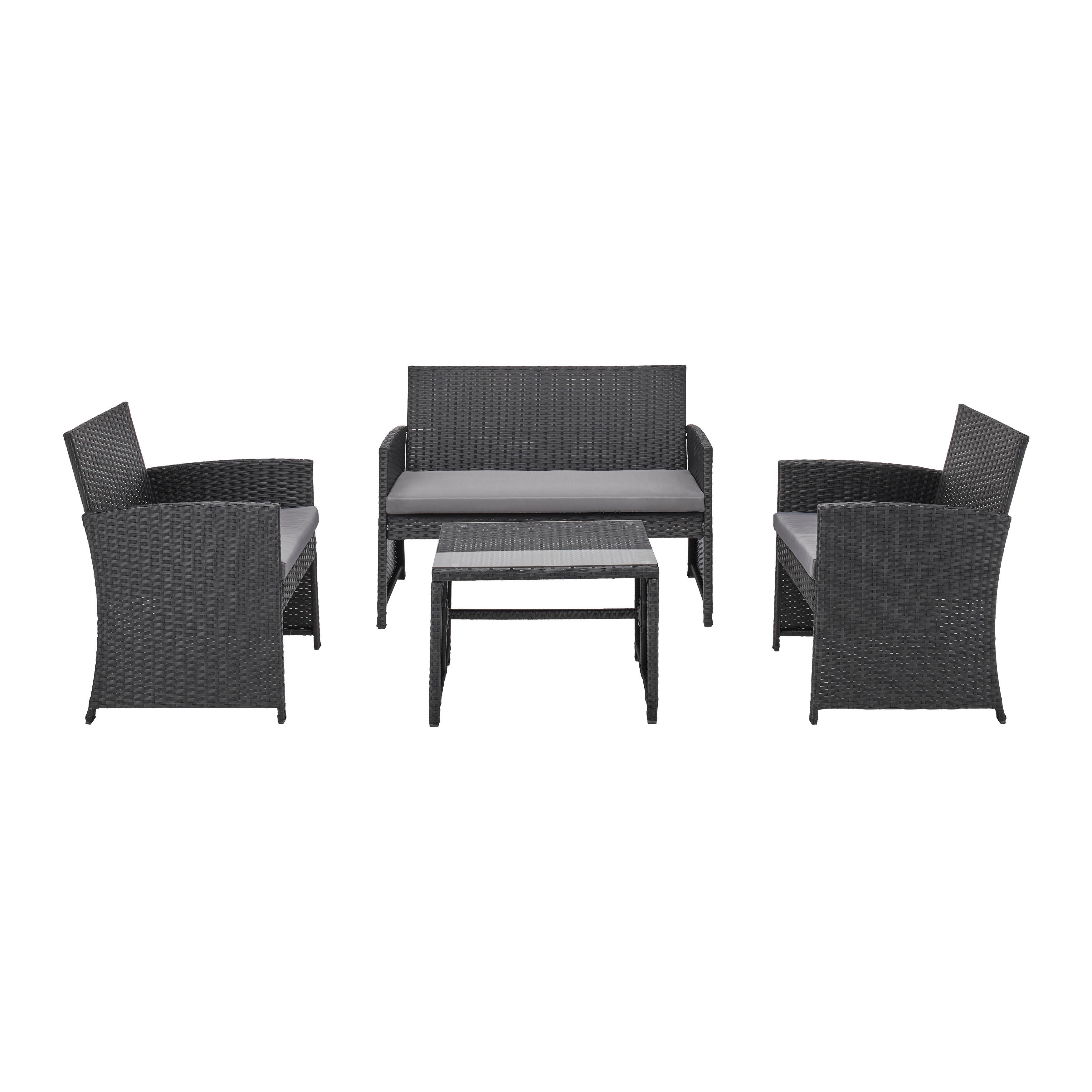 Lounge Garnitura Michelle, Siva, Črna, 7-Delni Set - siva/črna, Moderno, kovina/umetna masa - Modern Living