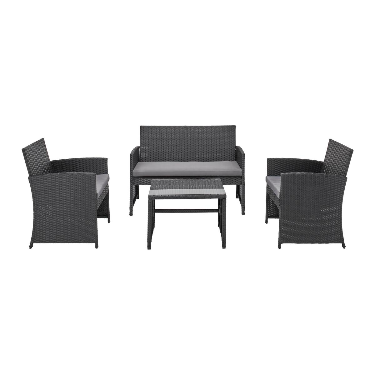 Set lounge Michelle - negru/transparent, Modern, plastic/sticlă - Modern Living
