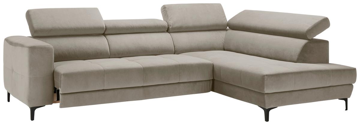 Ecksofa Emma rechts Beige - Beige/Schwarz, MODERN, Textil (301/210cm) - Premium Living