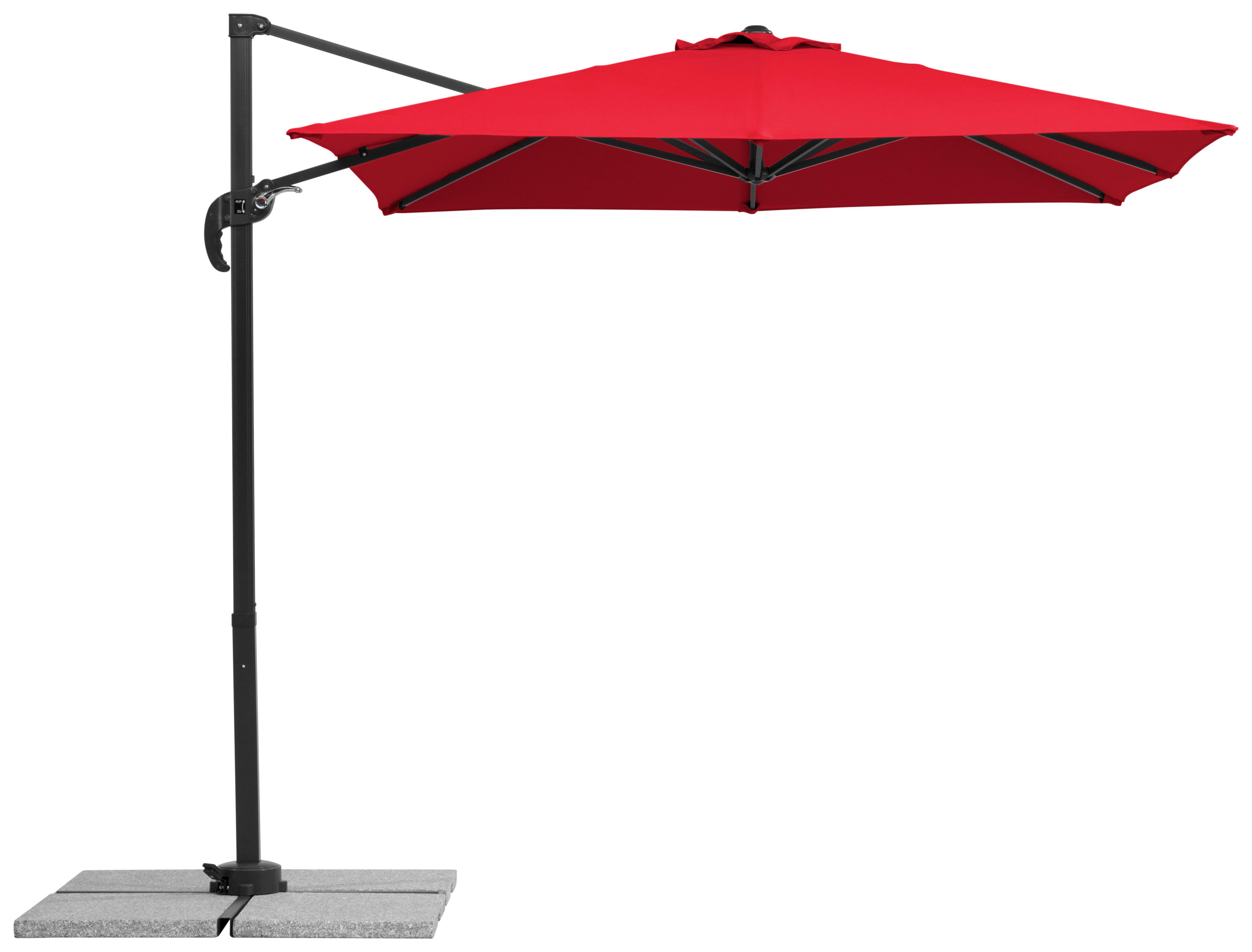 Ampelschirm Rhodos Junior ca.300x239x230cm Rot - Anthrazit/Rot, Basics, Textil/Metall (300/239/230cm) - Schneider