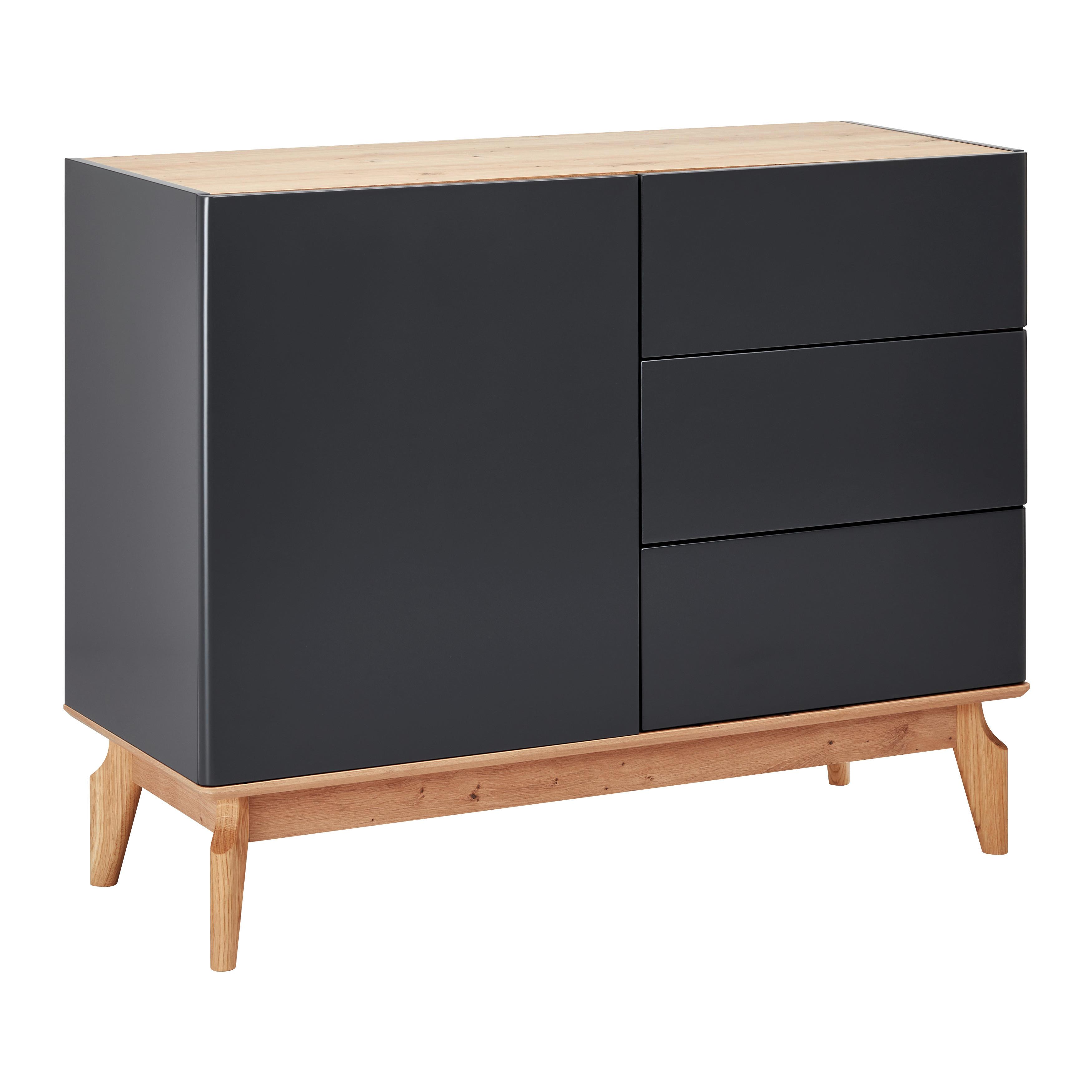 Sideboard Fosco Grau/Eichefarben Echtholz - Eichefarben/Grau, MODERN, Holz (100/80/40cm) - Bessagi Home