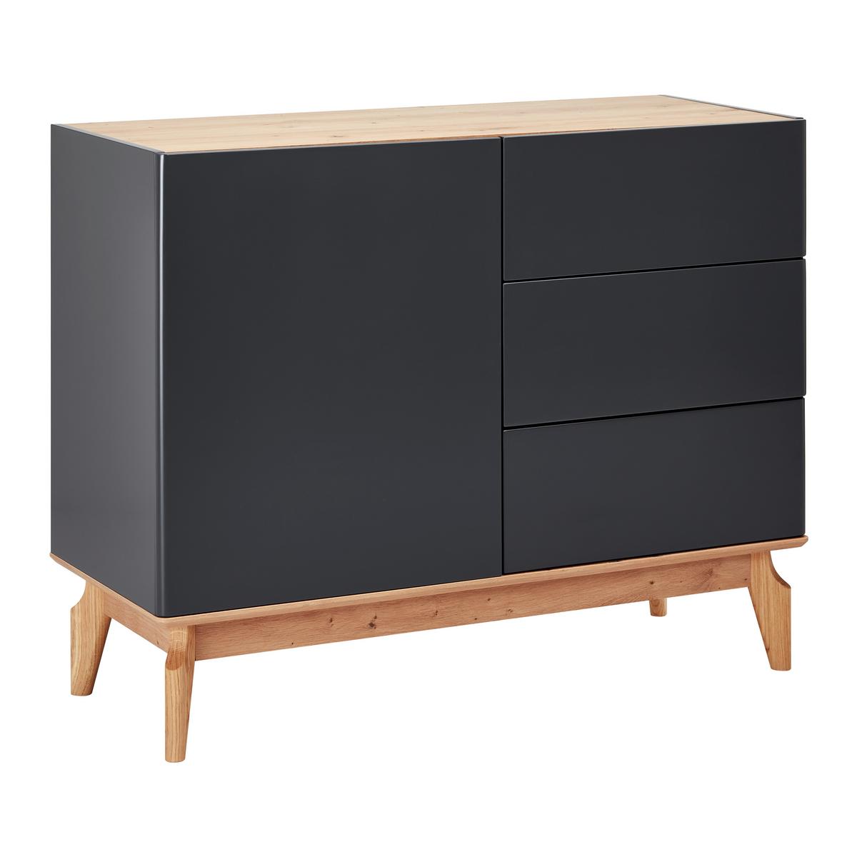 Sideboard Fosco Grau/Eichefarben Echtholz - Eichefarben/Grau, MODERN, Holz (100/80/40cm) - Bessagi Home