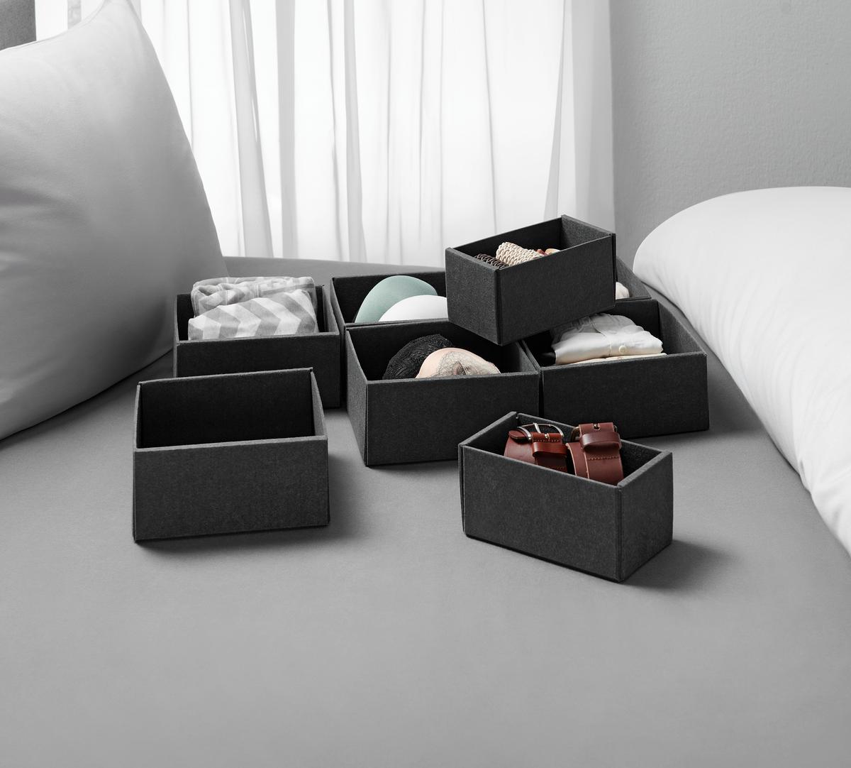 Schubladenbox Unit - L in Grau - Grau, KONVENTIONELL, Textil - Premium Living