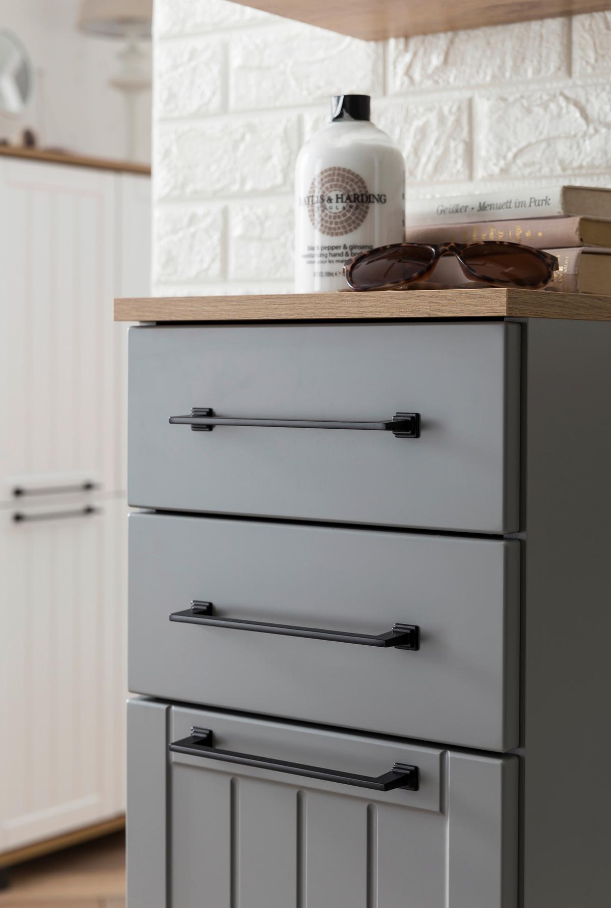 Spodnja Omarica Jelda, Platinasta Barva - platinaste barve/črna, Moderno, kovina/umetna masa (30,3/88,1/32,6cm) - Stylife