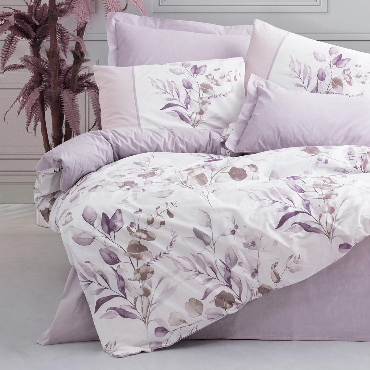 POŚCIEL NADIA - LILAC - biały/lilak, Basics, tkanina (135/200cm)