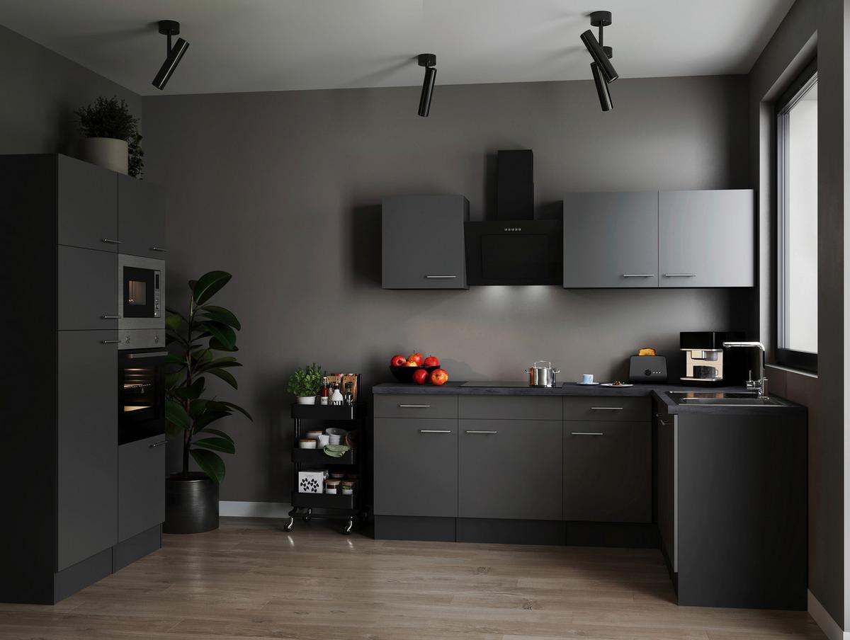 Kotna Kuhinja Z Aparati Oliver, 340x172cm - srebrne barve/siva, Design, kovina/leseni material (340/172cm) - Respekta