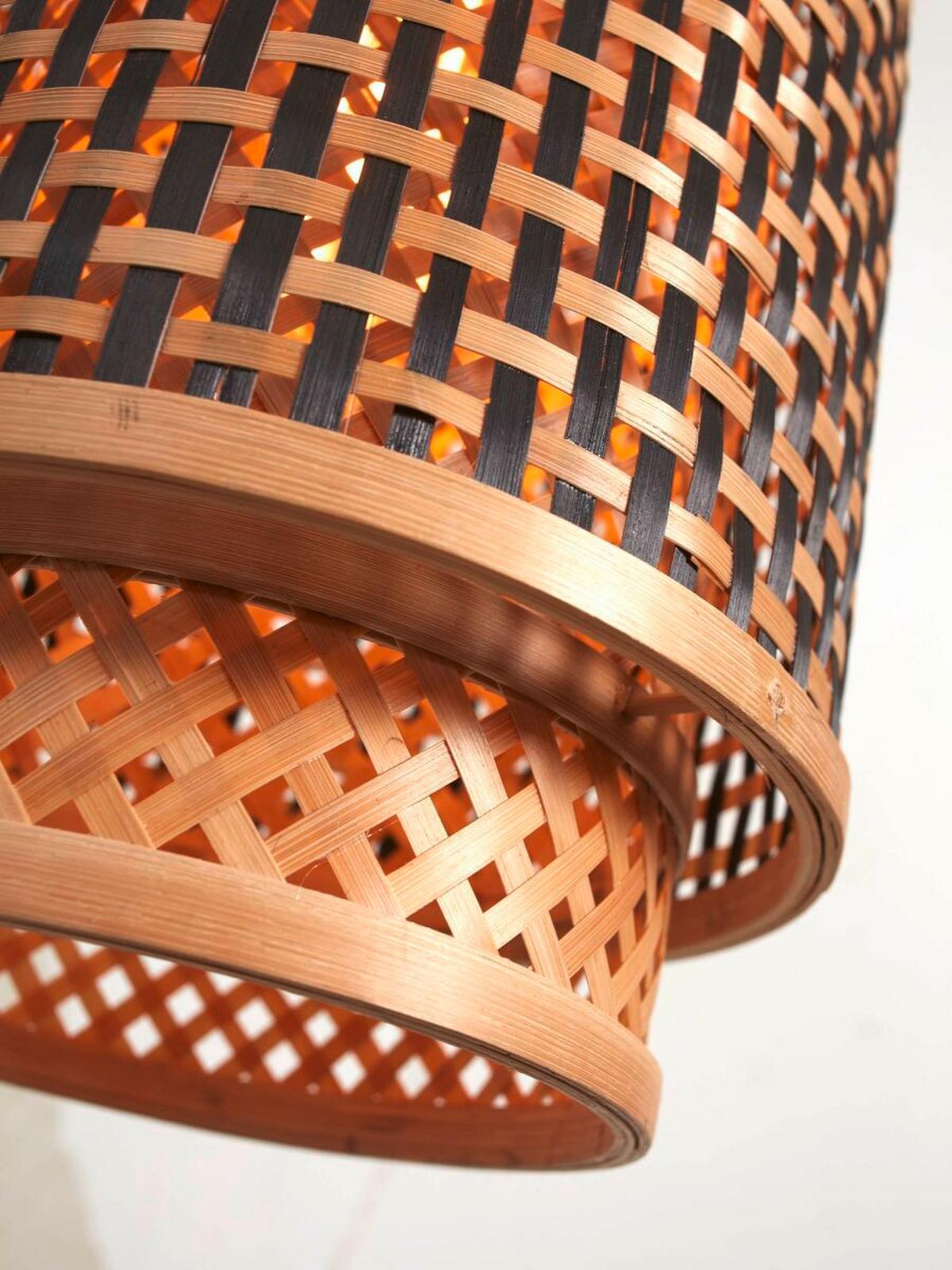 Viseča Svetilka Bhutan, Črna, Bambus - črna/naravne barve, Trend, les (18/35cm) - Good & Mojo