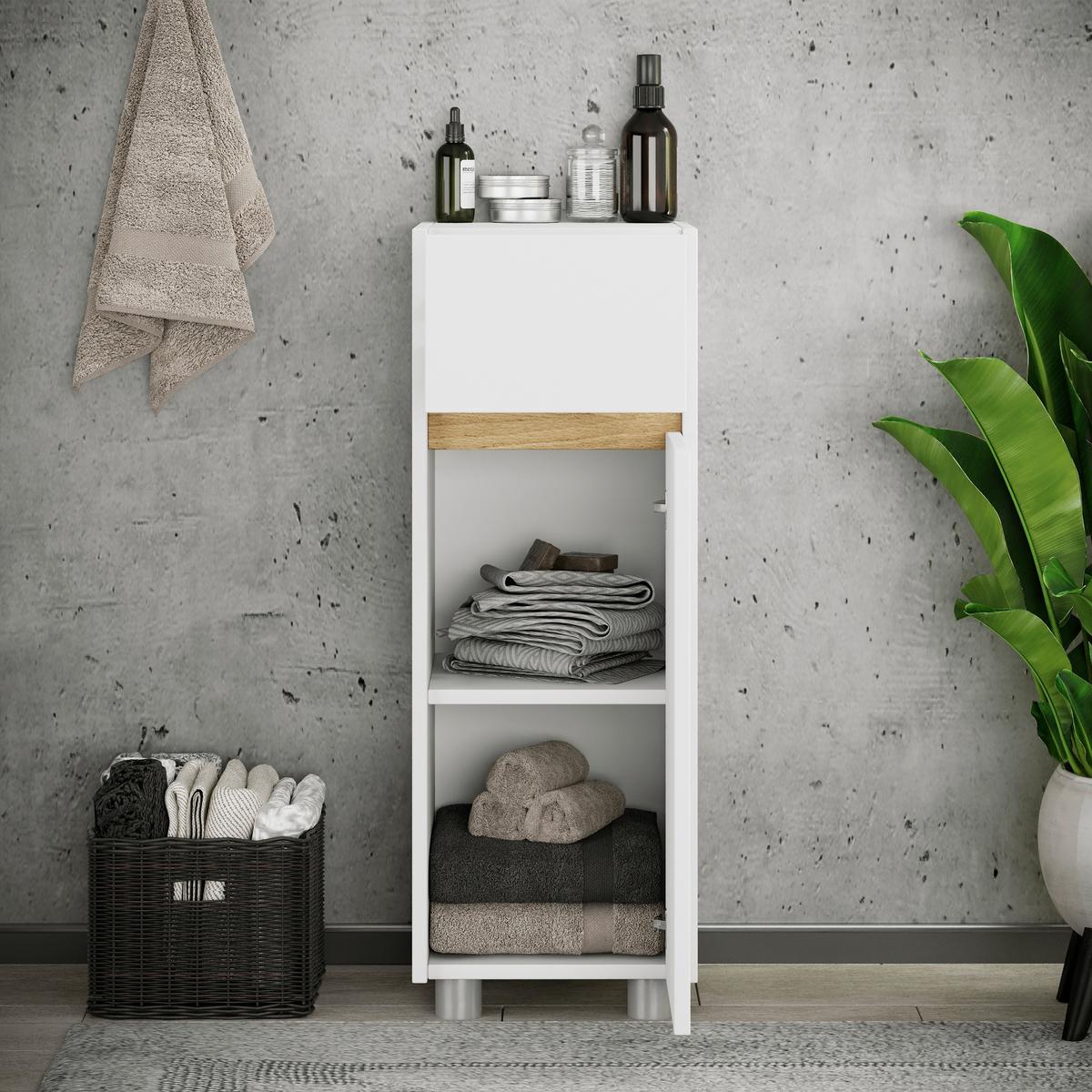 Midischrank Cosila - Honigeiche/Weiss, Trend, Holzwerkstoff/Kunststoff (30/85/33cm) - MID.YOU